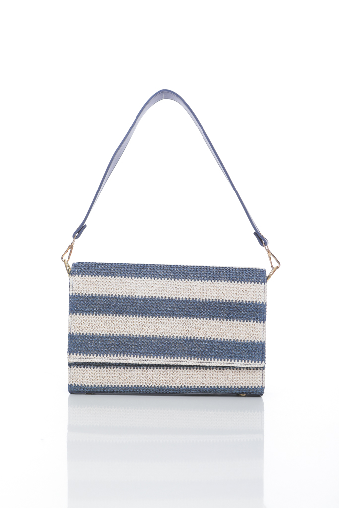 SAC À MAIN RECTANGULAIRE À RAYURES HORIZONTALES