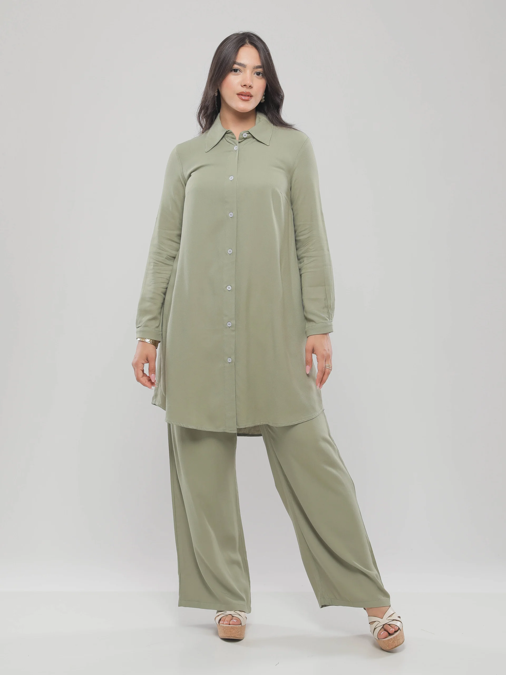PANTALON LARGE À TAILLE HAUTE AVEC POCHES