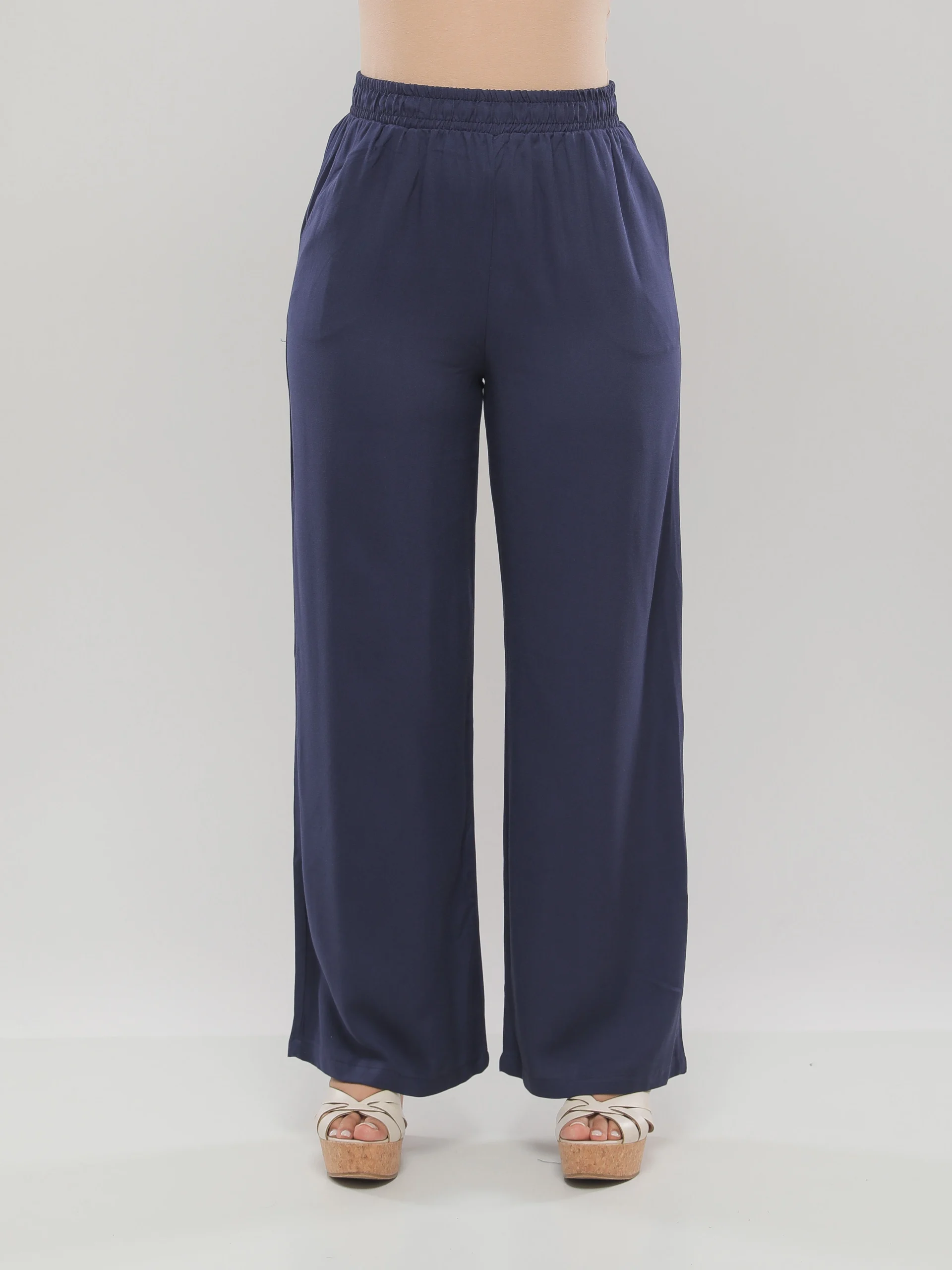PANTALON LARGE À TAILLE HAUTE AVEC POCHES