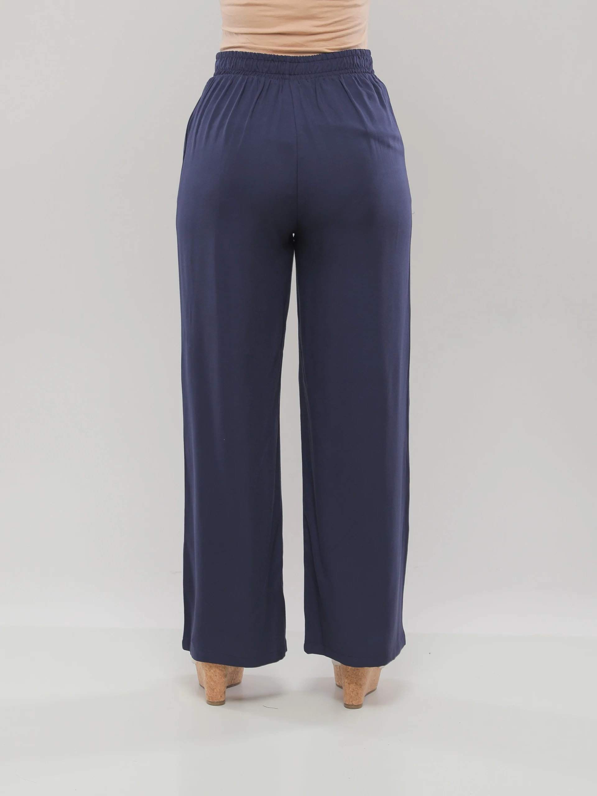 PANTALON LARGE À TAILLE HAUTE AVEC POCHES