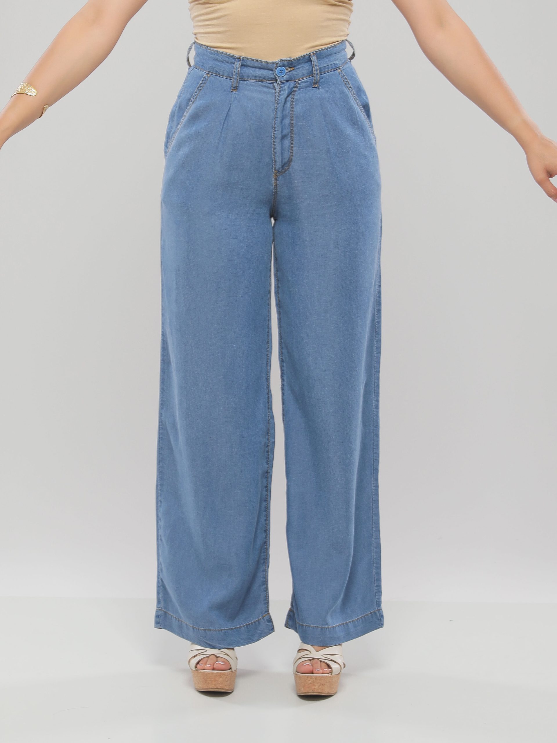 PANTALON LARGE FLUIDE A TAILLE HAUTE
