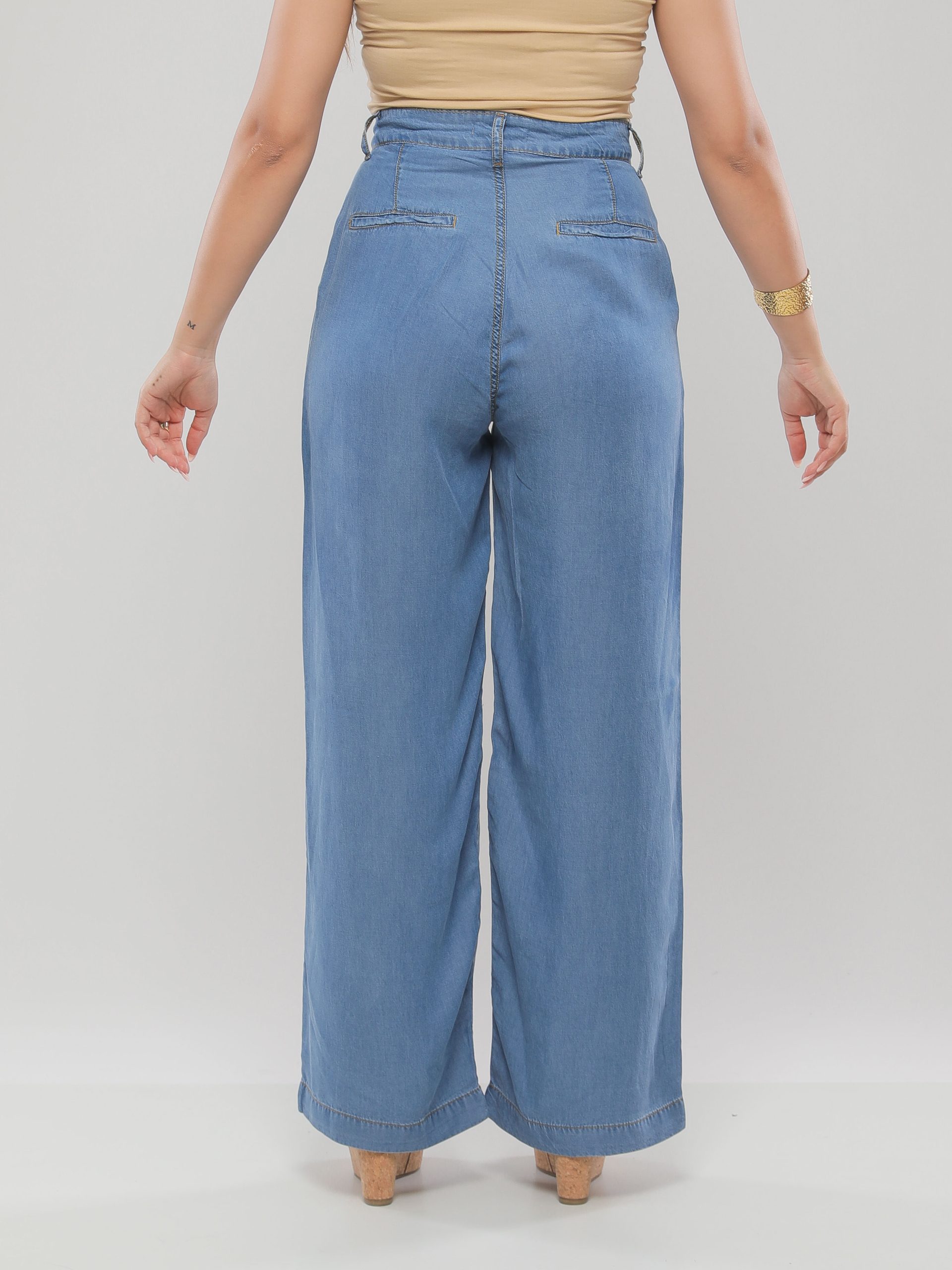 PANTALON LARGE FLUIDE A TAILLE HAUTE
