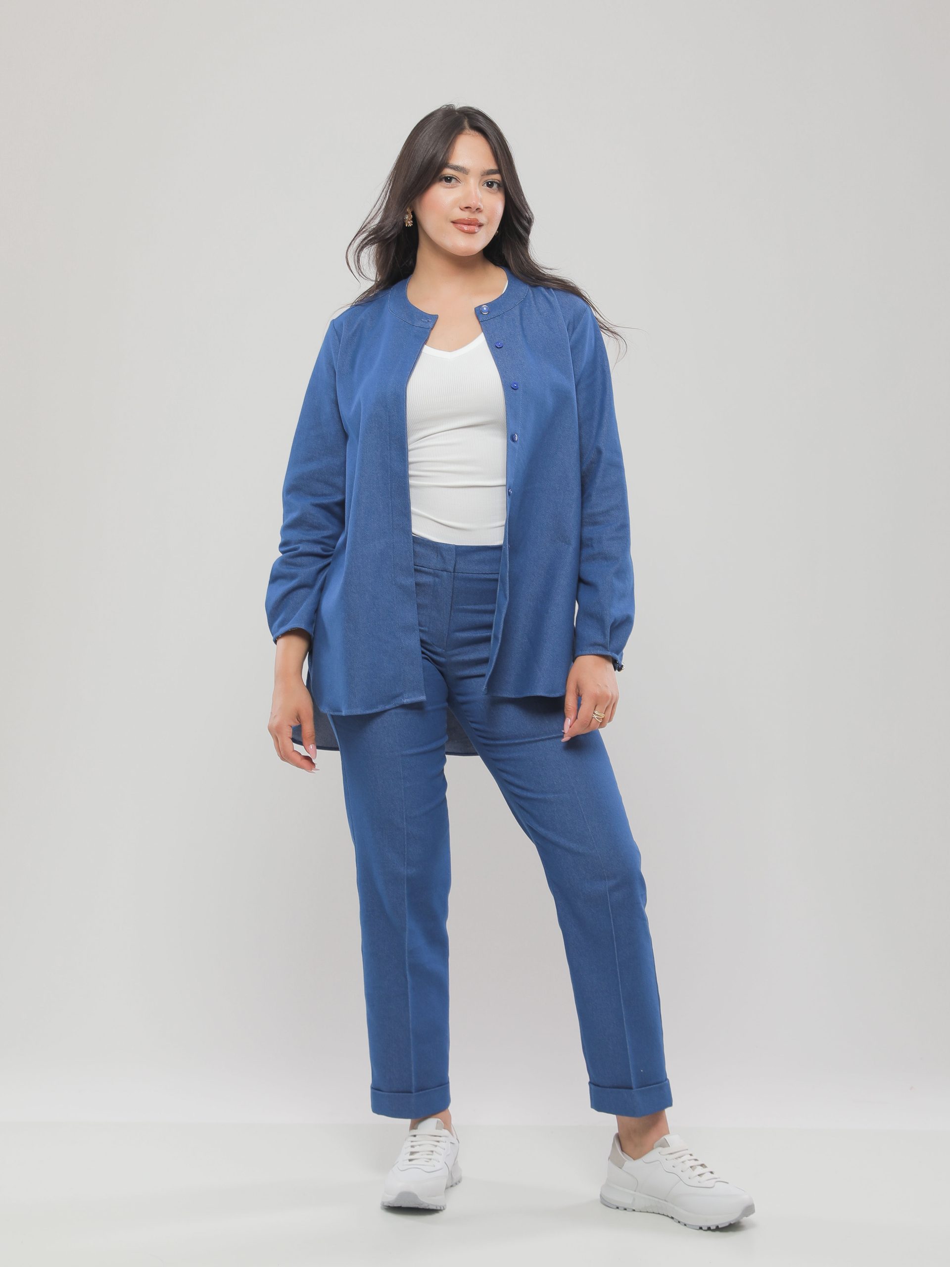 PANTALON DROIT TAILLE HAUTE À REVERS