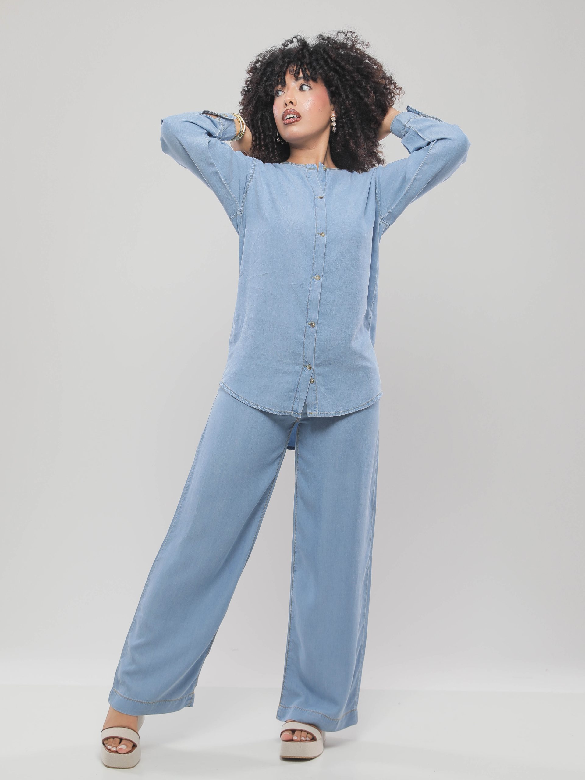 PANTALON LARGE FLUIDE A TAILLE HAUTE
