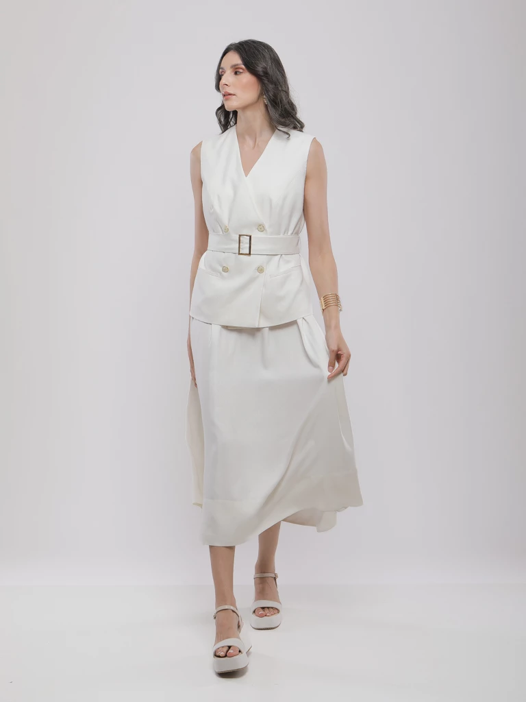 ROBE LONGUE AVEC VESTE SANS MANCHES CHIC