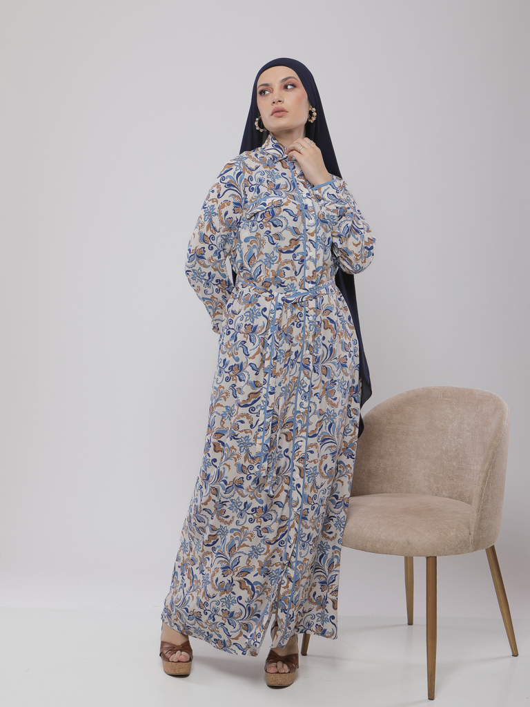 ROBE CHEMISE IMPRIMÉE À CEINTURE