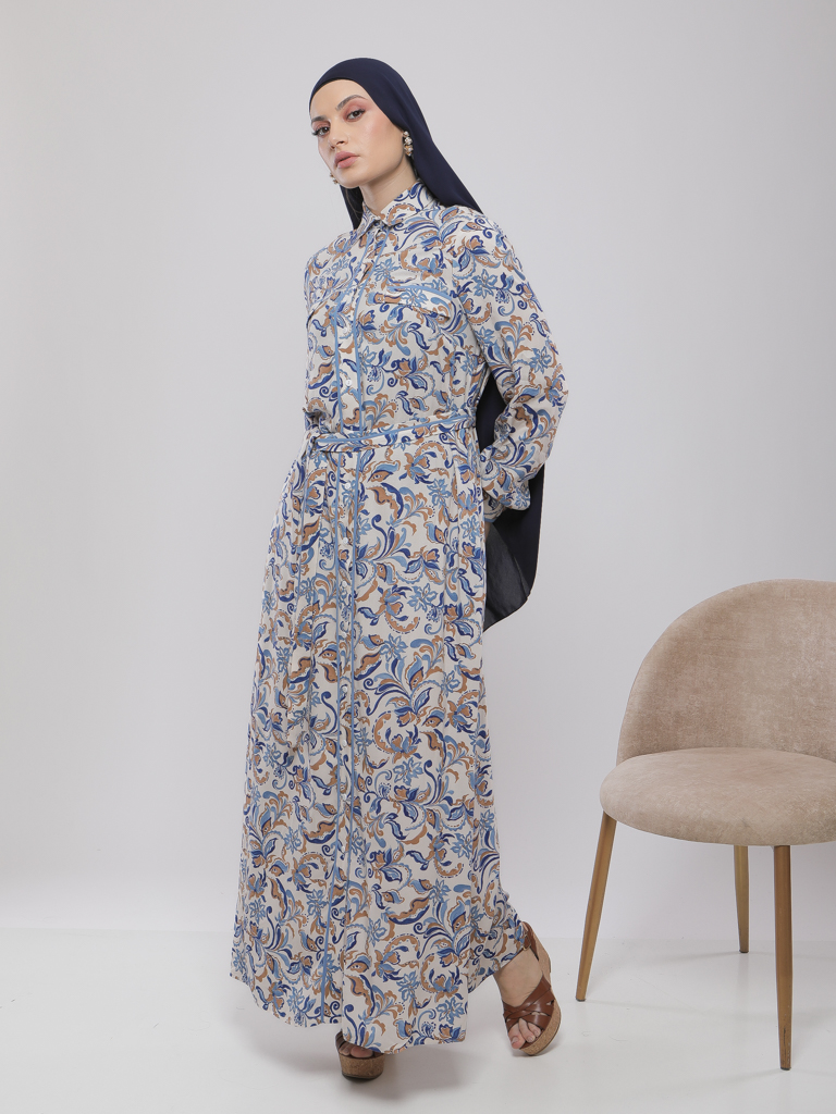 ROBE CHEMISE IMPRIMÉE À CEINTURE