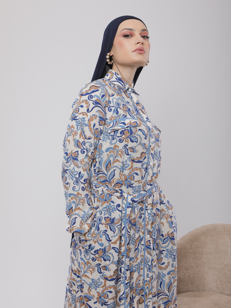 ROBE CHEMISE IMPRIMÉE À CEINTURE