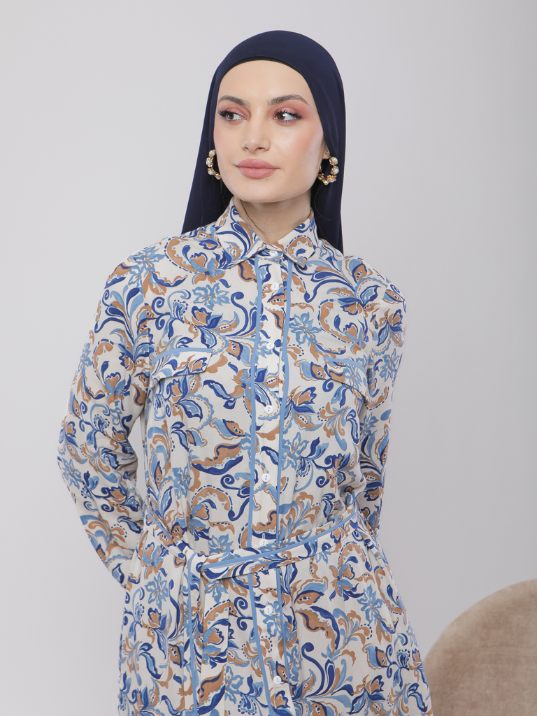 ROBE CHEMISE IMPRIMÉE À CEINTURE