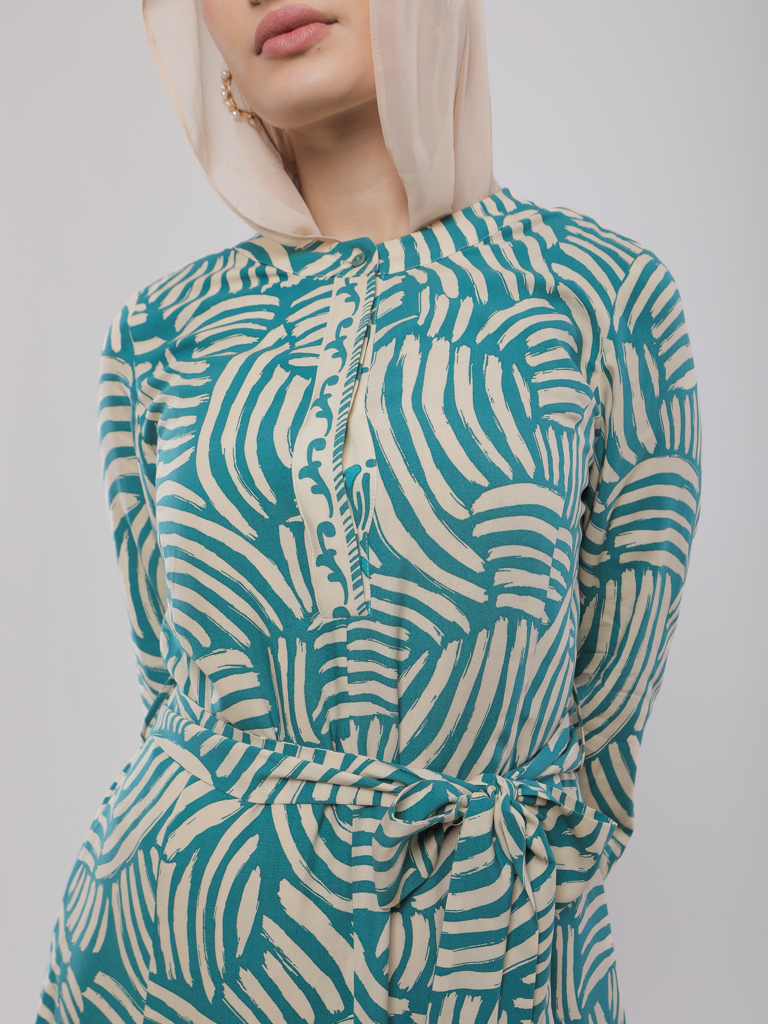 ROBE CHEMISE IMPRIMÉE À CEINTURE