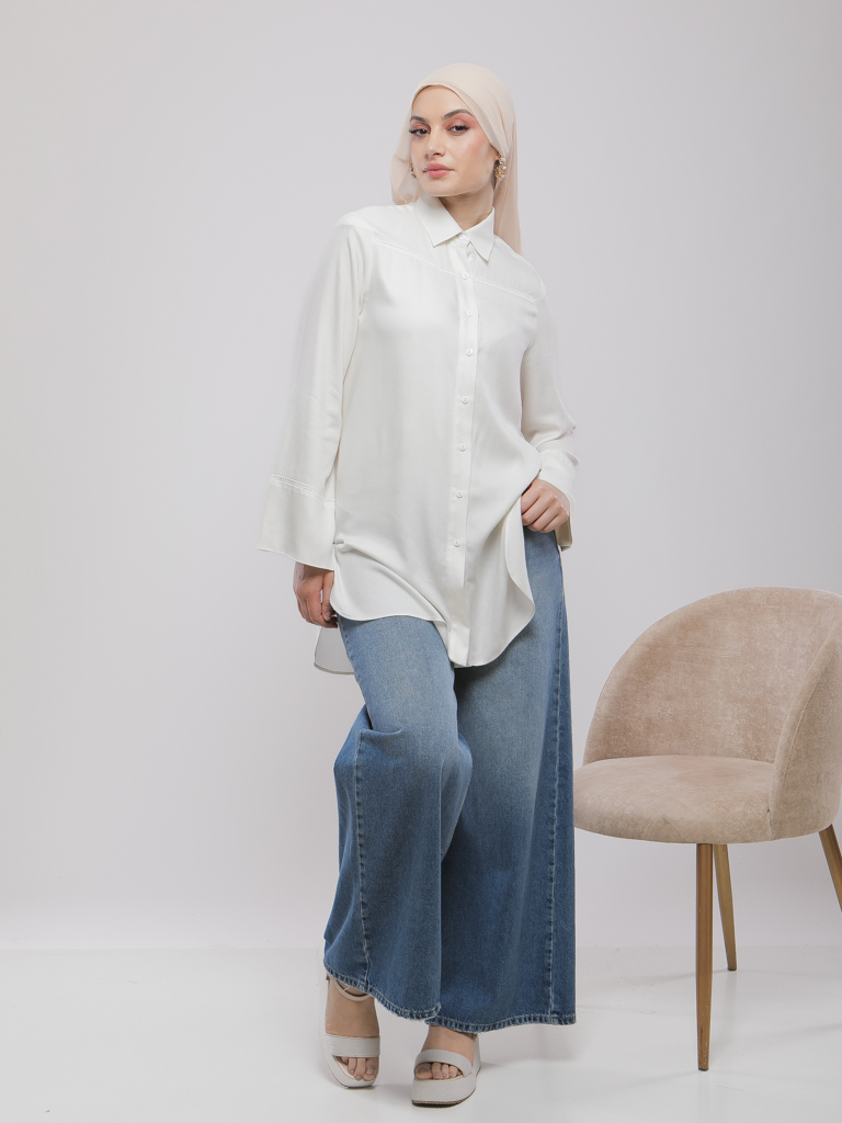 CHEMISE LONGUE À COUPE DROITE