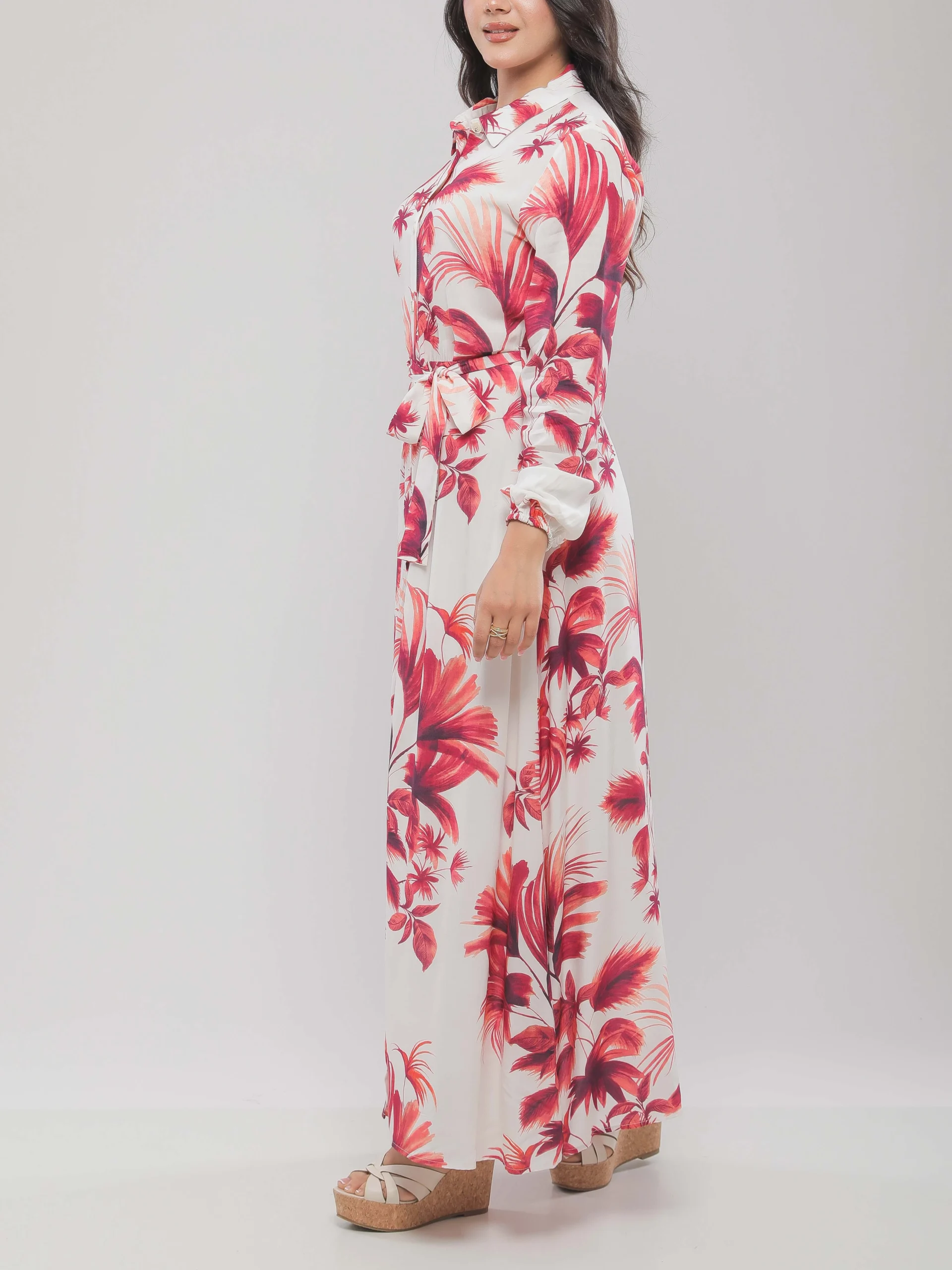 ROBE CHEMISE LONGUE CEINTURÉE
