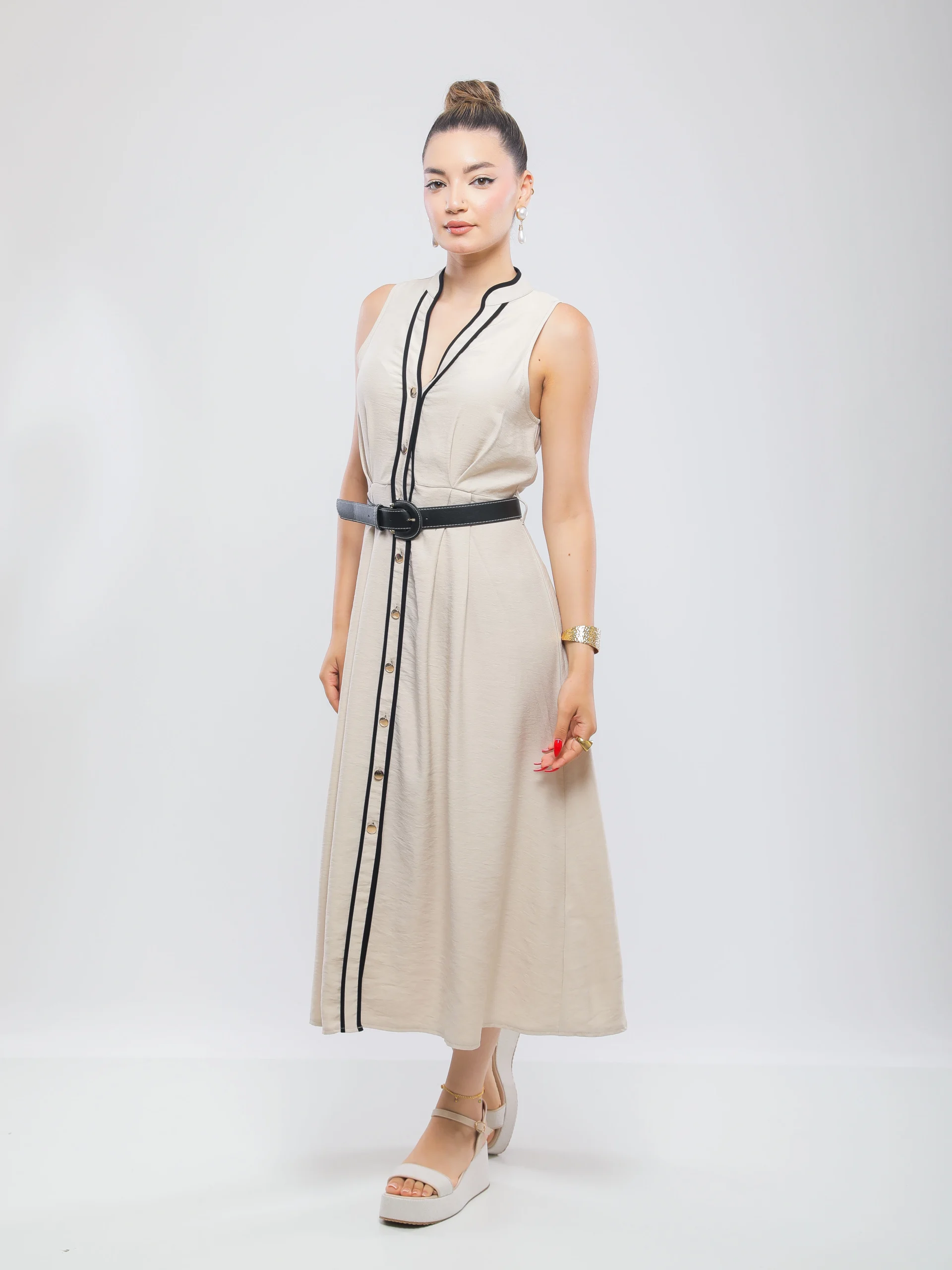 ROBE MI-LONGUE BICOLORE ÉLÉGANT
