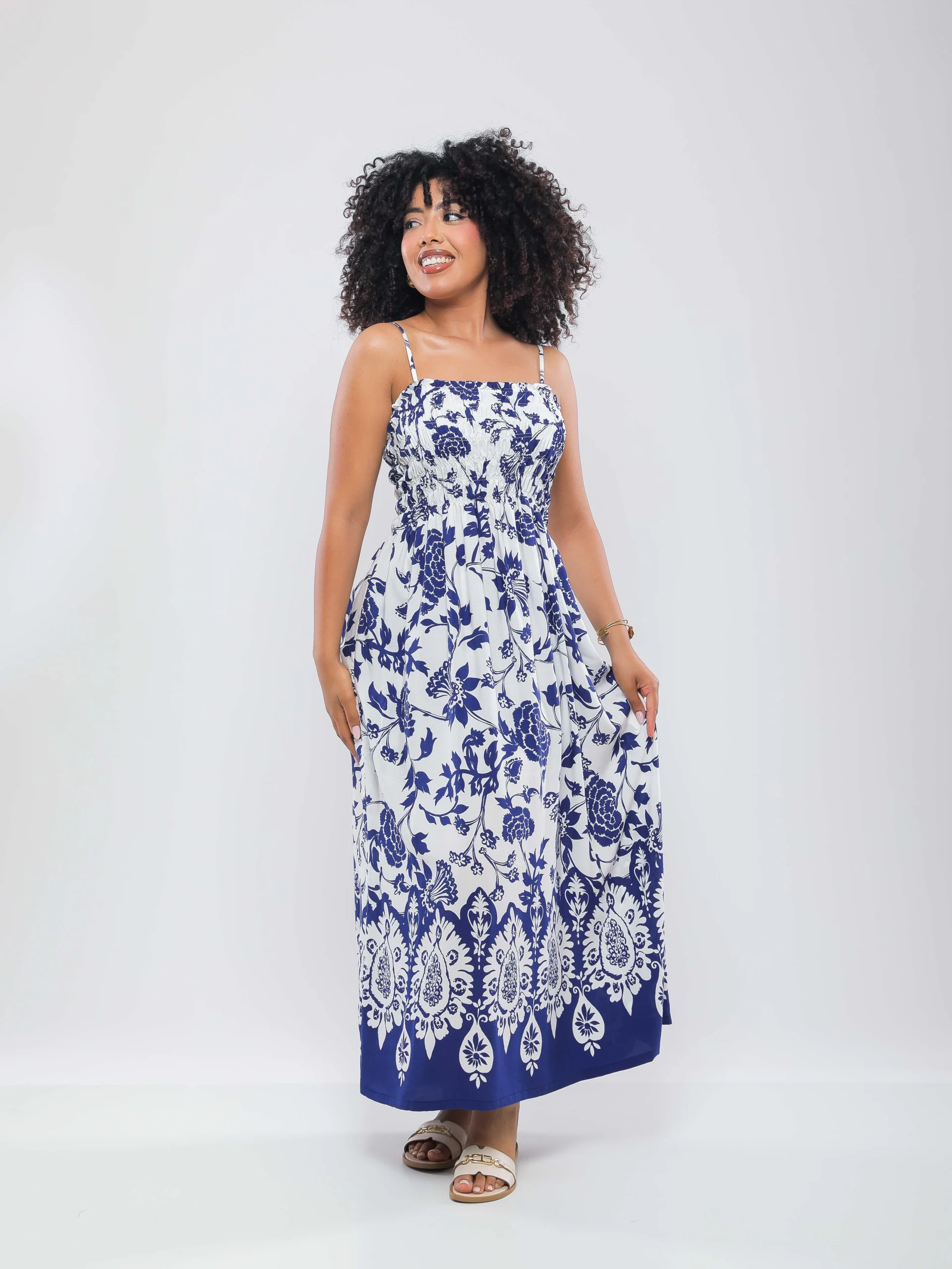 ROBE LONGUE IMPRIMÉE À BRETELLES FINES
