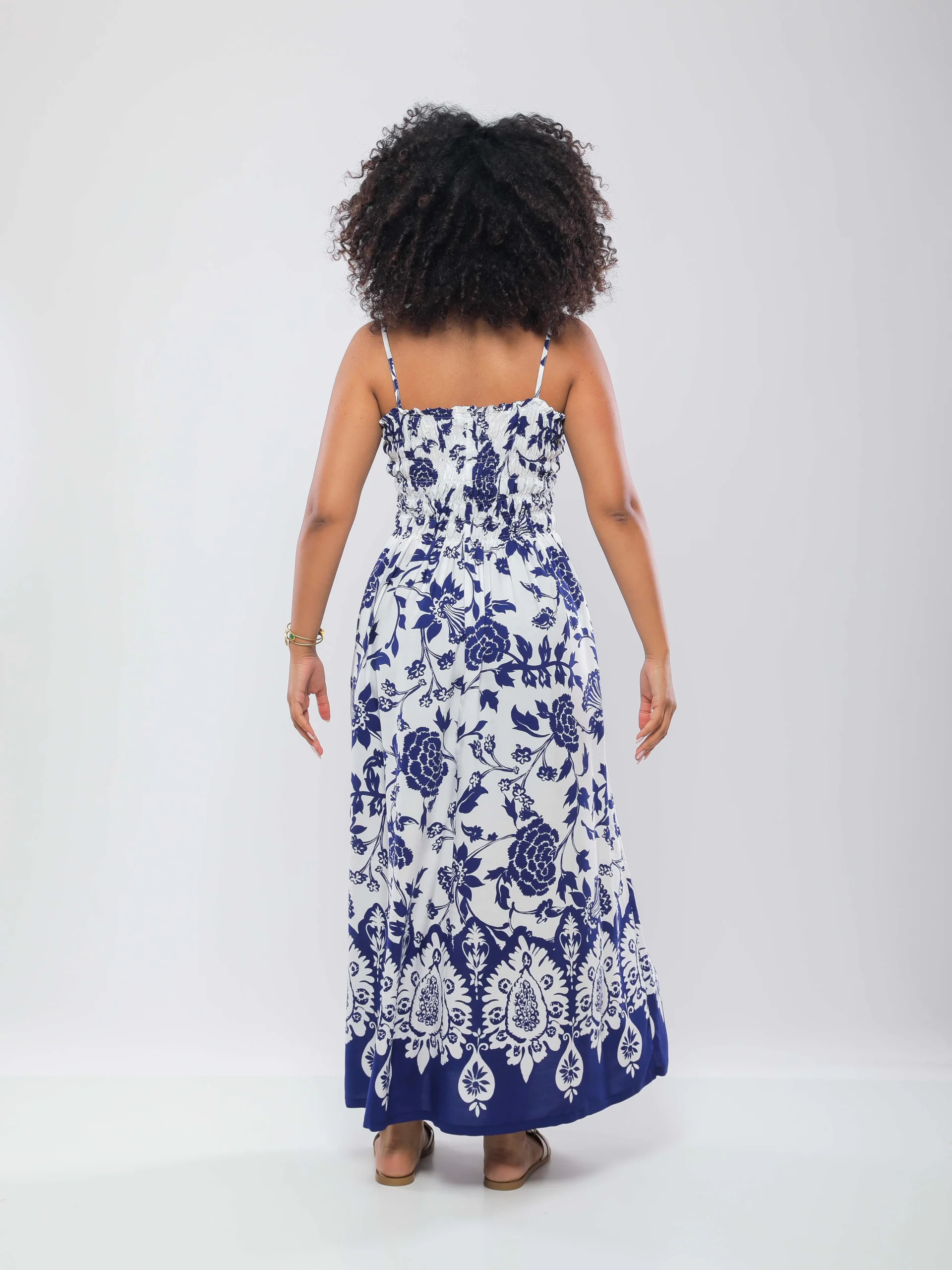 ROBE LONGUE IMPRIMÉE À BRETELLES FINES