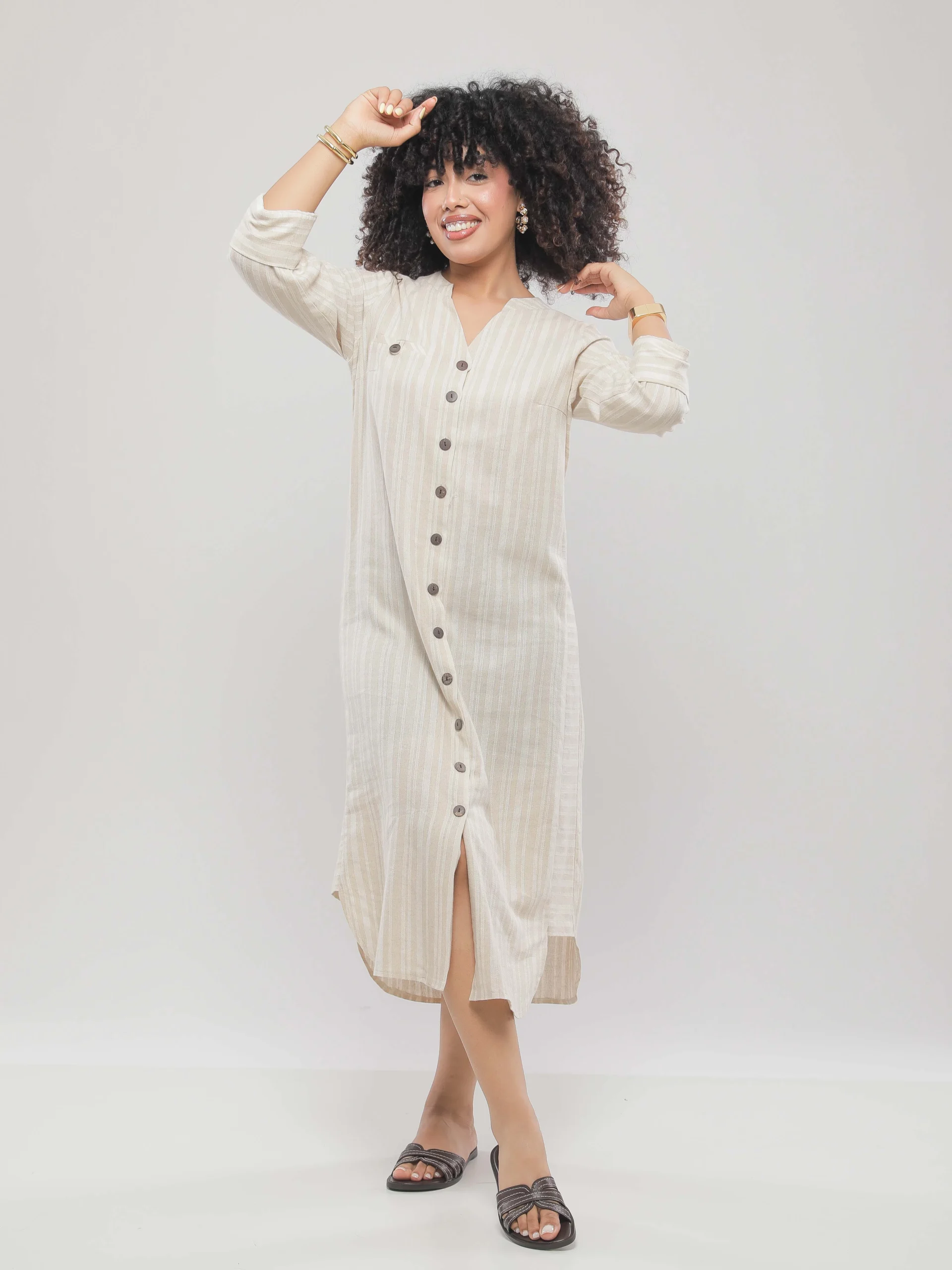 ROBE MI-LONGUE EN LIN