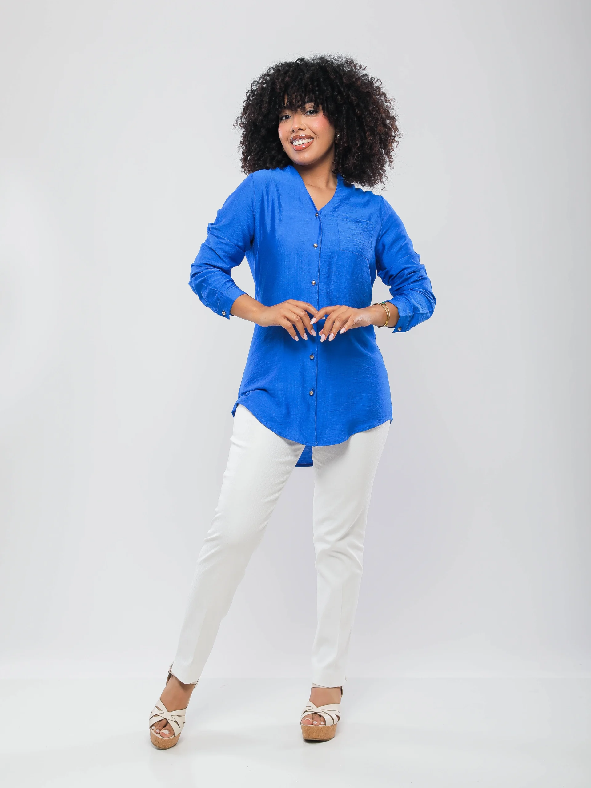 CHEMISE LONGUE COL MAO BOUTONNÉE