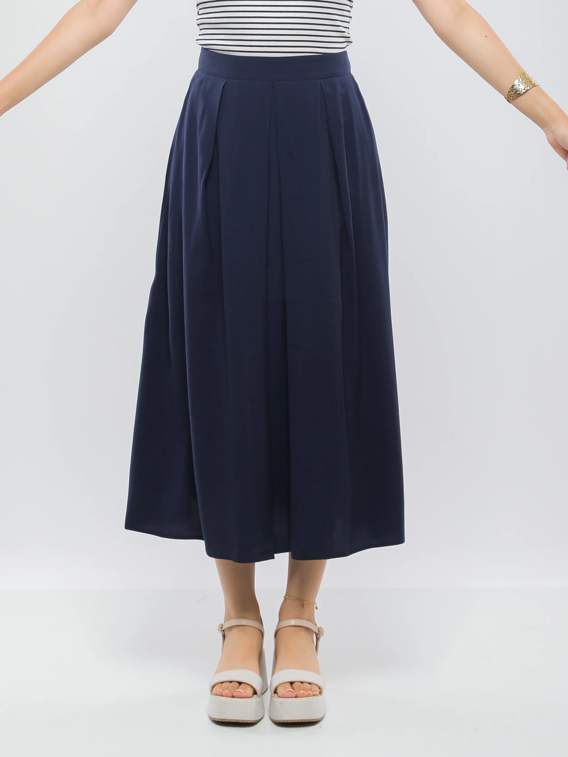 JUPE LONGUE PLISSÉE FLUIDE À TAILLE HAUTE