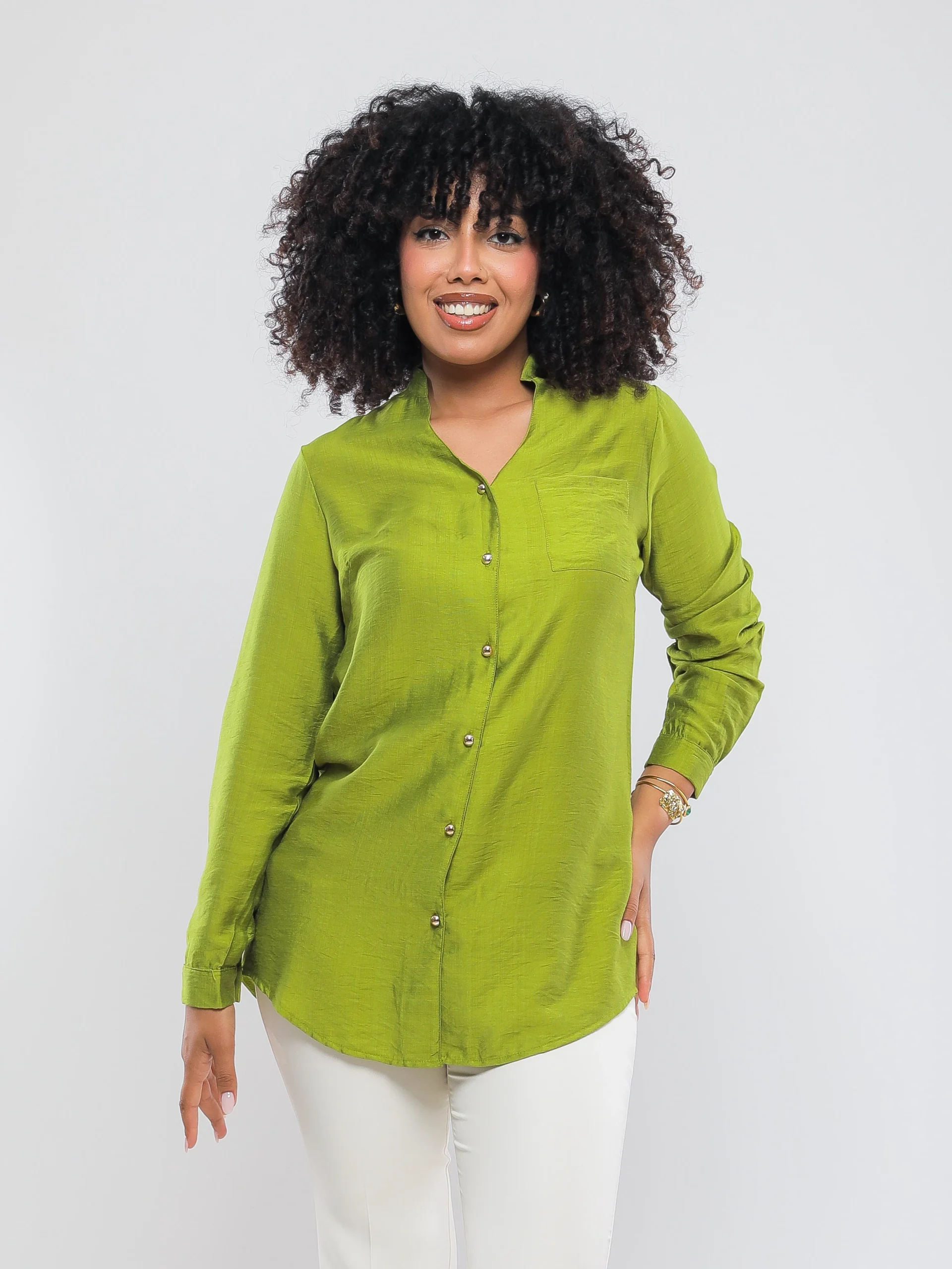 CHEMISE LONGUE COL MAO BOUTONNÉE