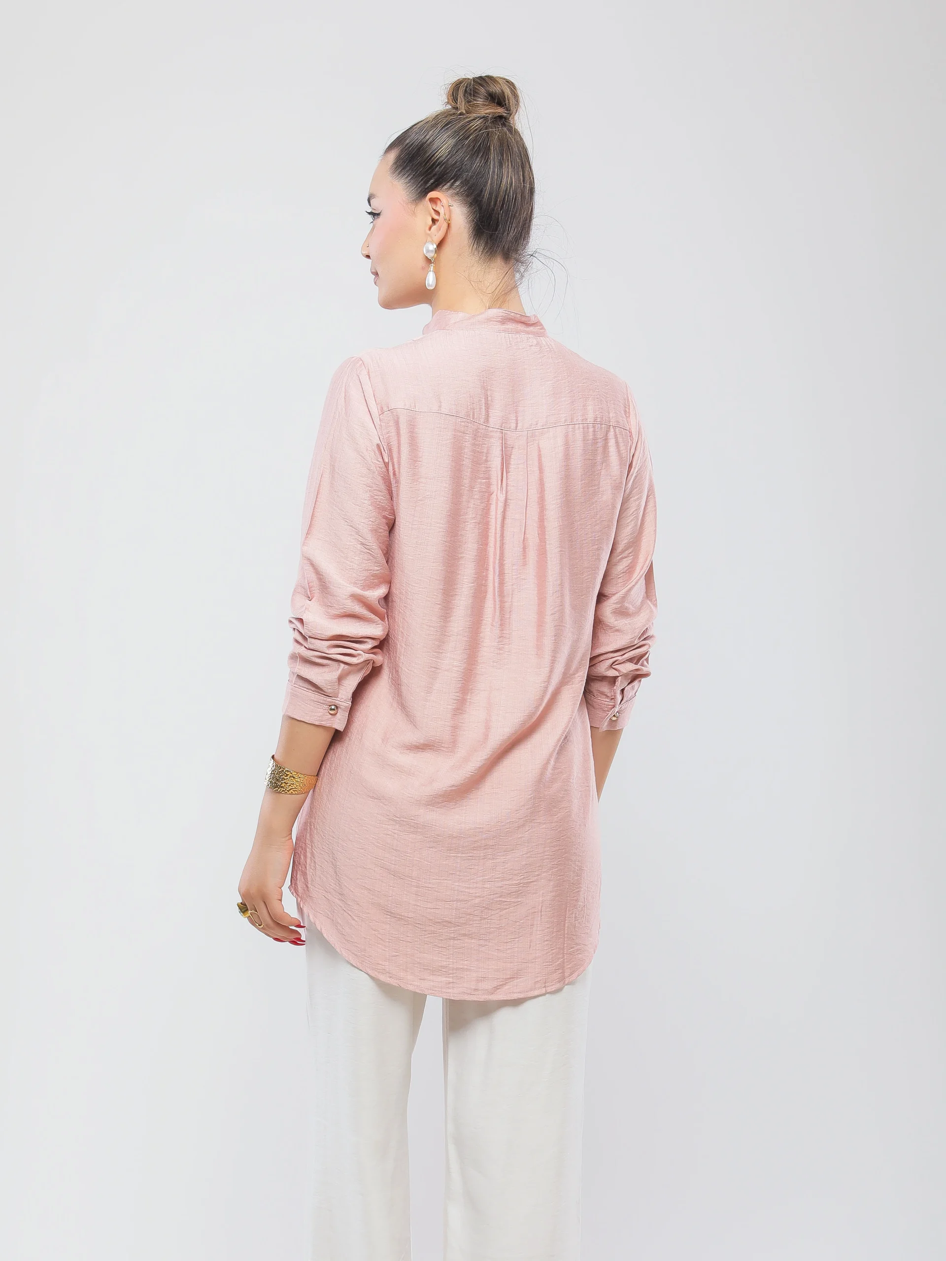 CHEMISE LONGUE COL MAO BOUTONNÉE
