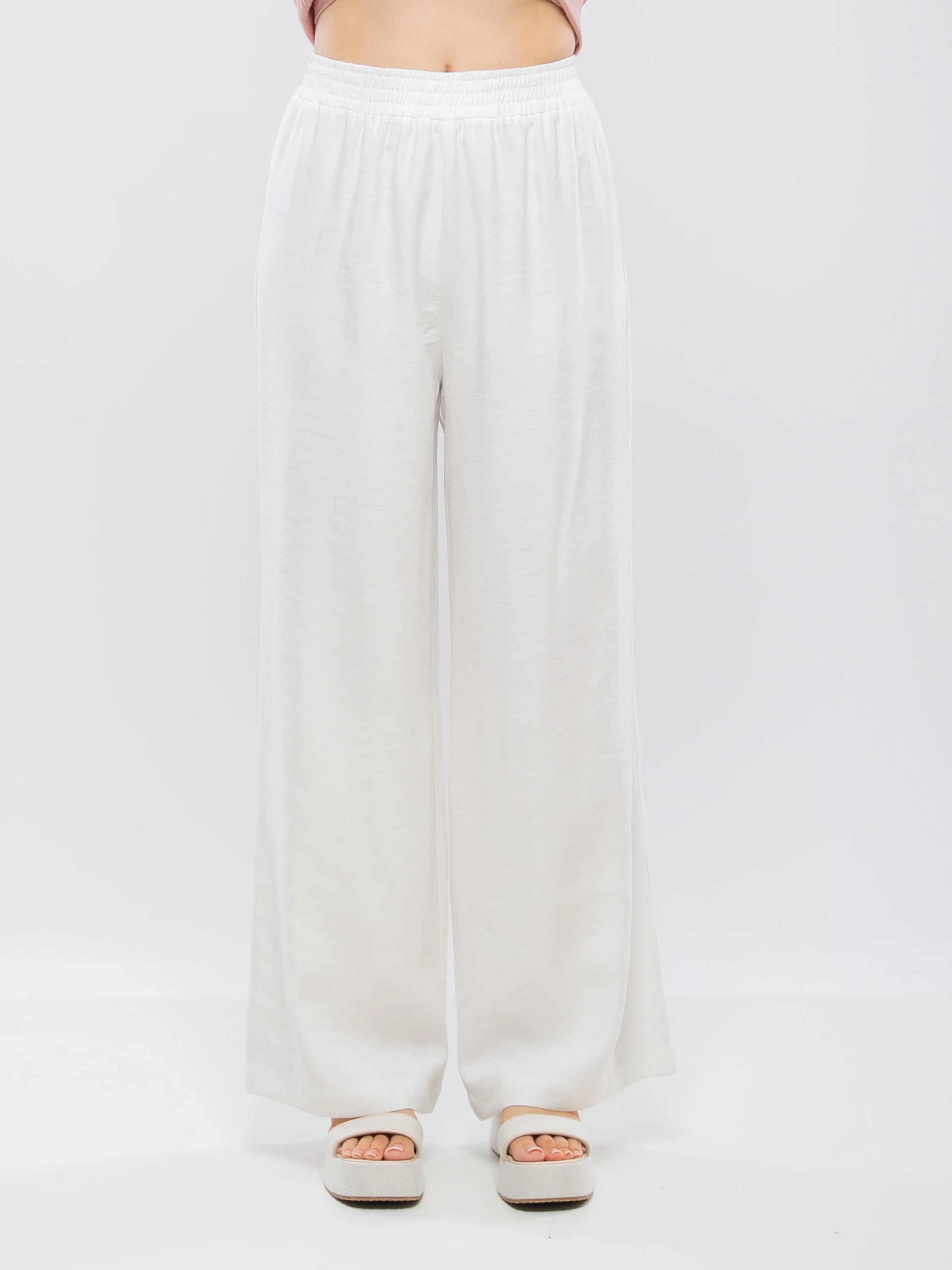 PANTALON LARGE À TAILLE ÉLASTIQUÉE