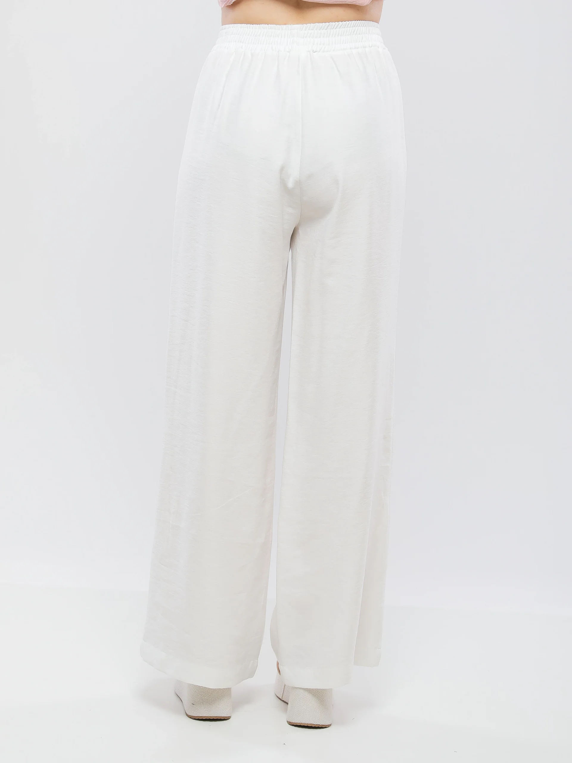 PANTALON LARGE À TAILLE ÉLASTIQUÉE