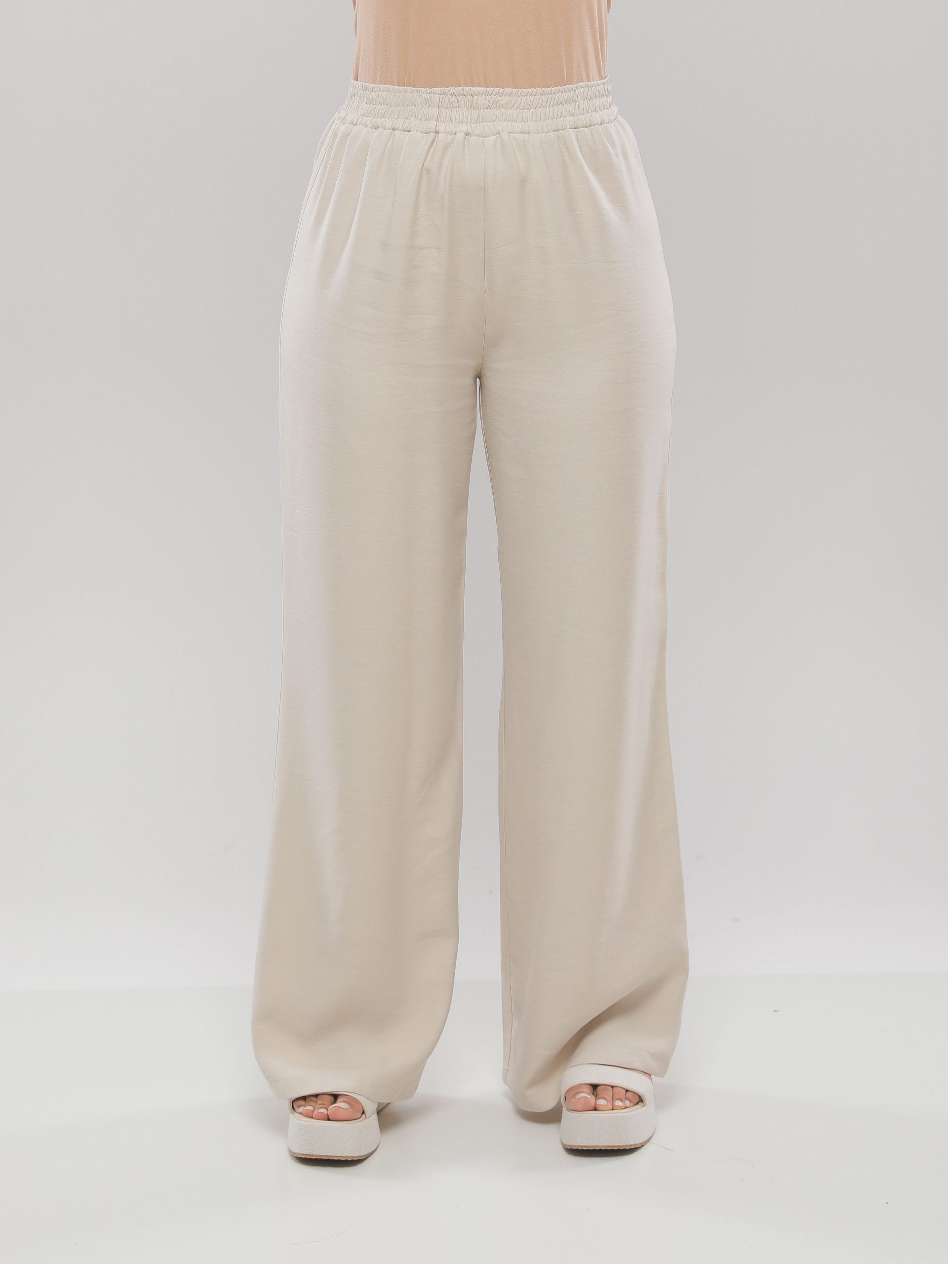 PANTALON LARGE À TAILLE ÉLASTIQUÉE