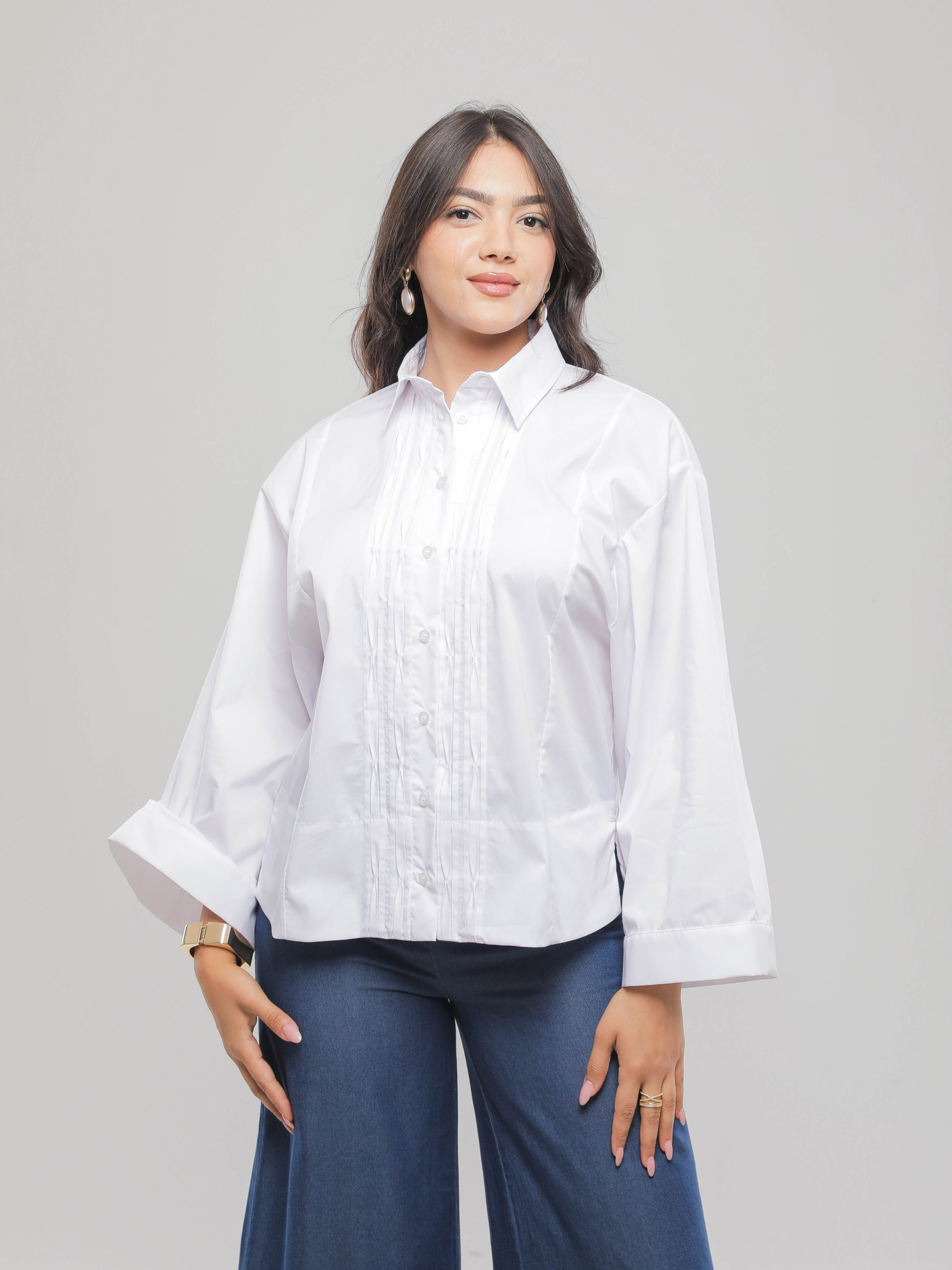 CHEMISE OVERSIZE AVEC PLIS NERVURÉS
