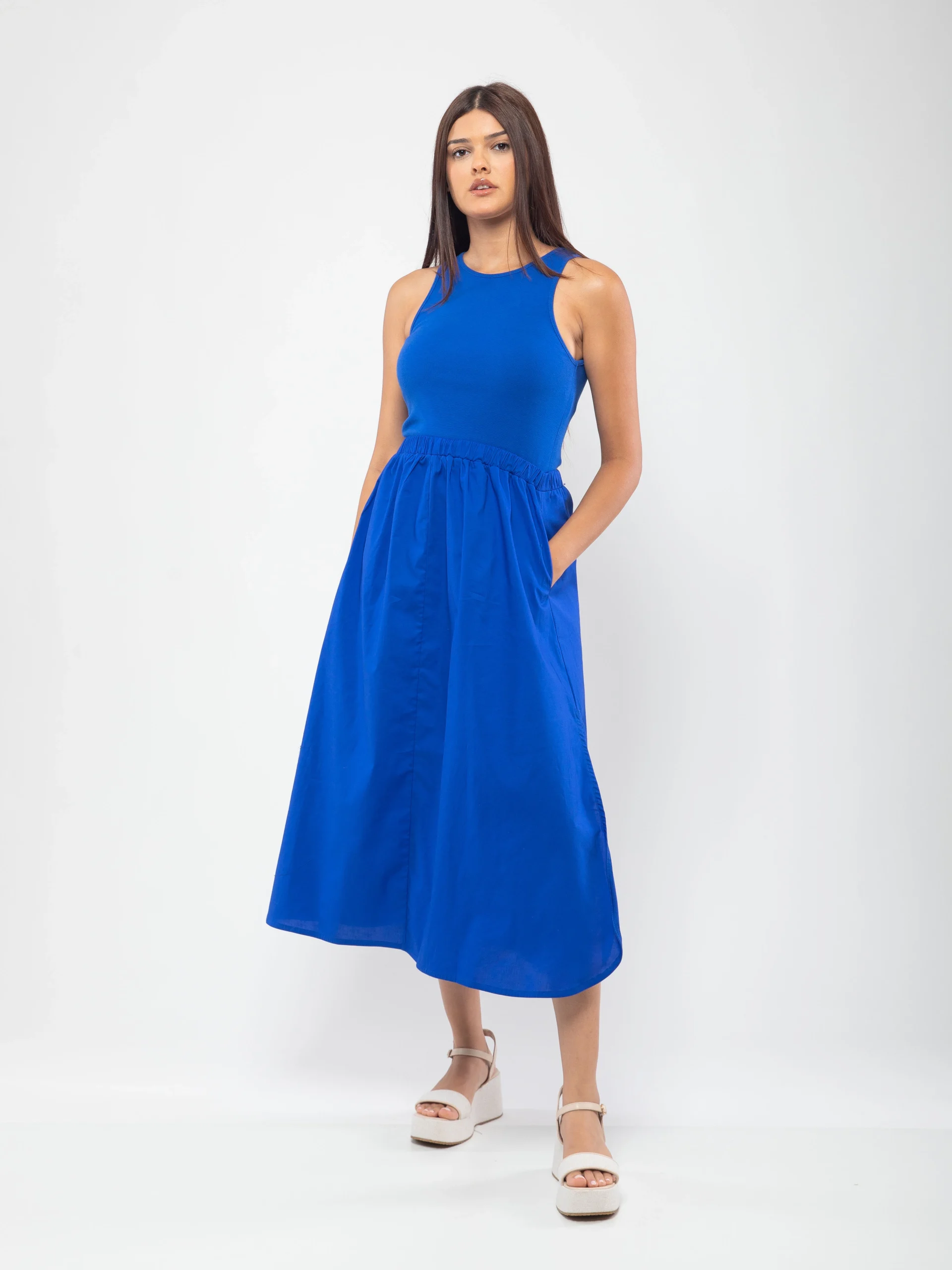 ROBE BI-MATIÈRE SANS MANCHES