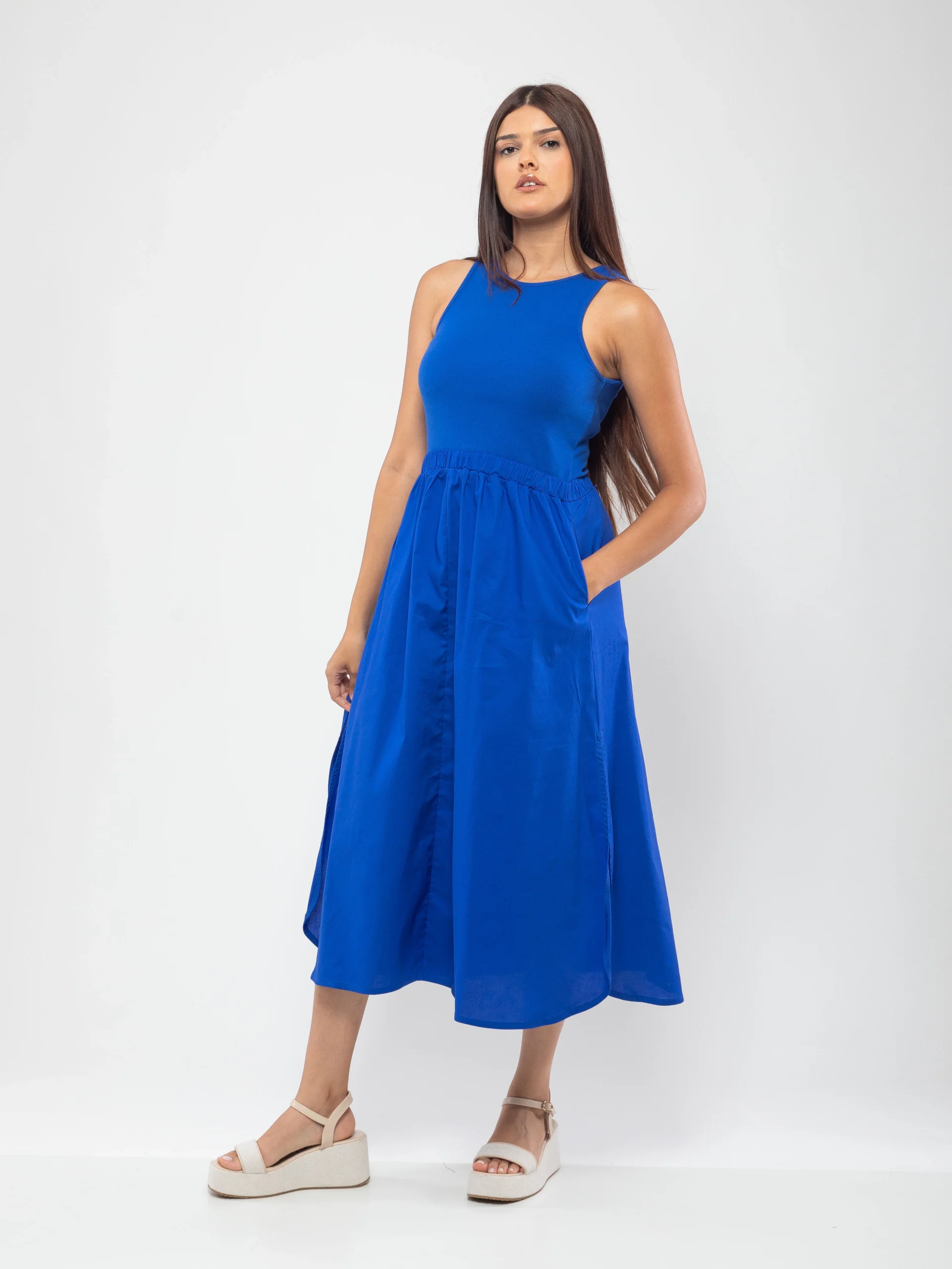 ROBE BI-MATIÈRE SANS MANCHES