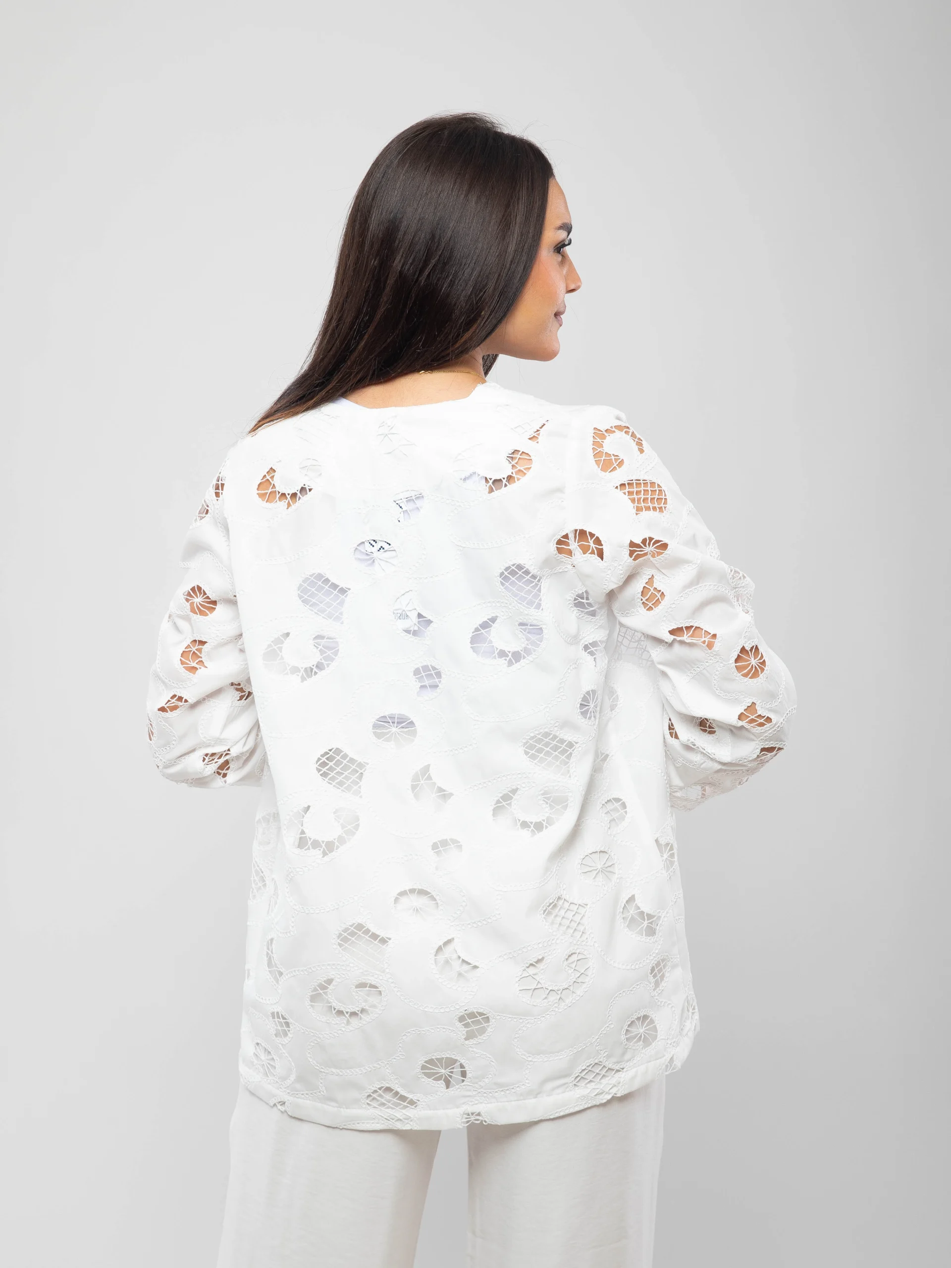 VESTE OUVERTE BRODÉE À MOTIFS FLORAUX