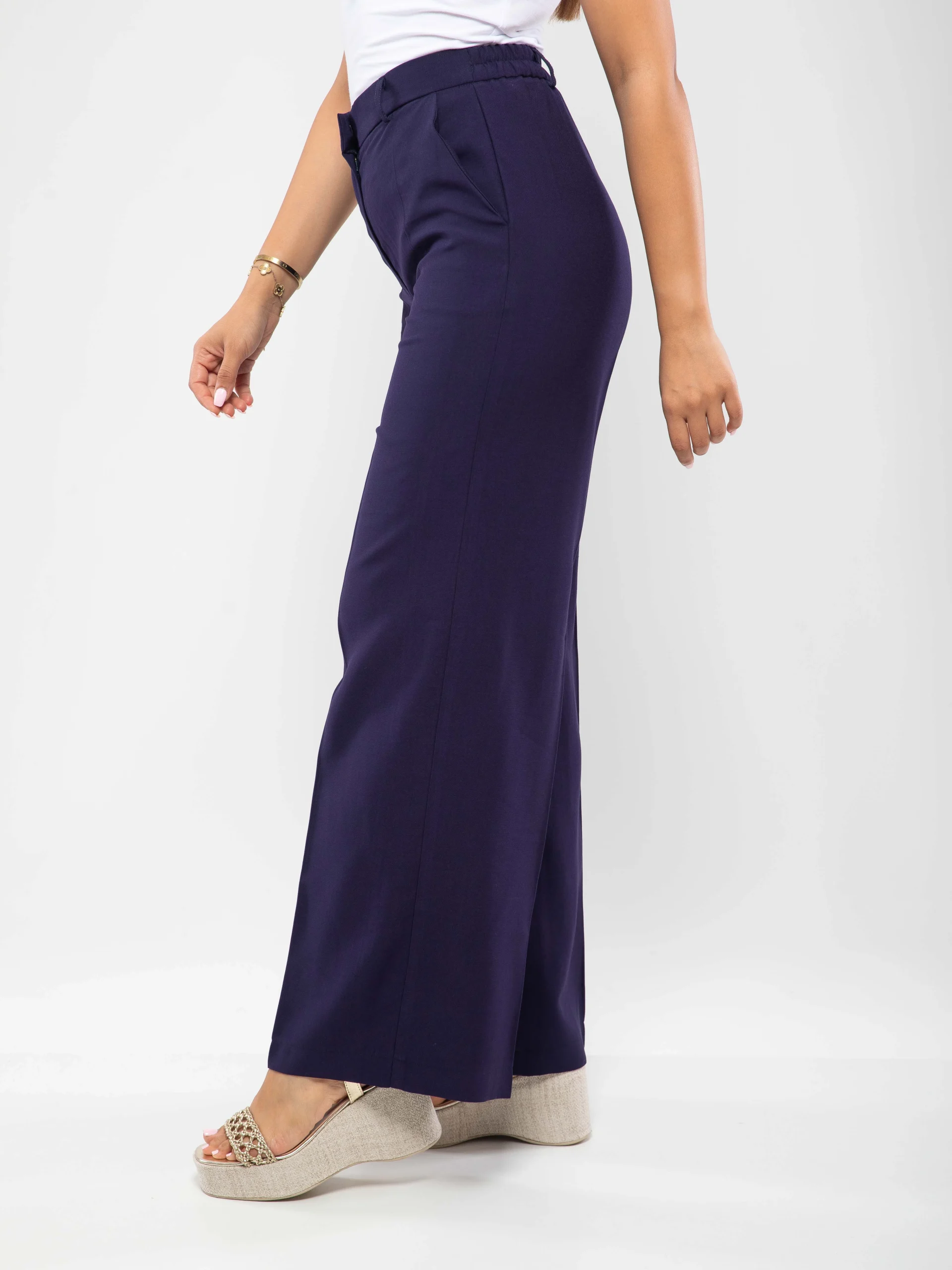 PANTALON LARGE FLUIDE À TAILLE HAUTE