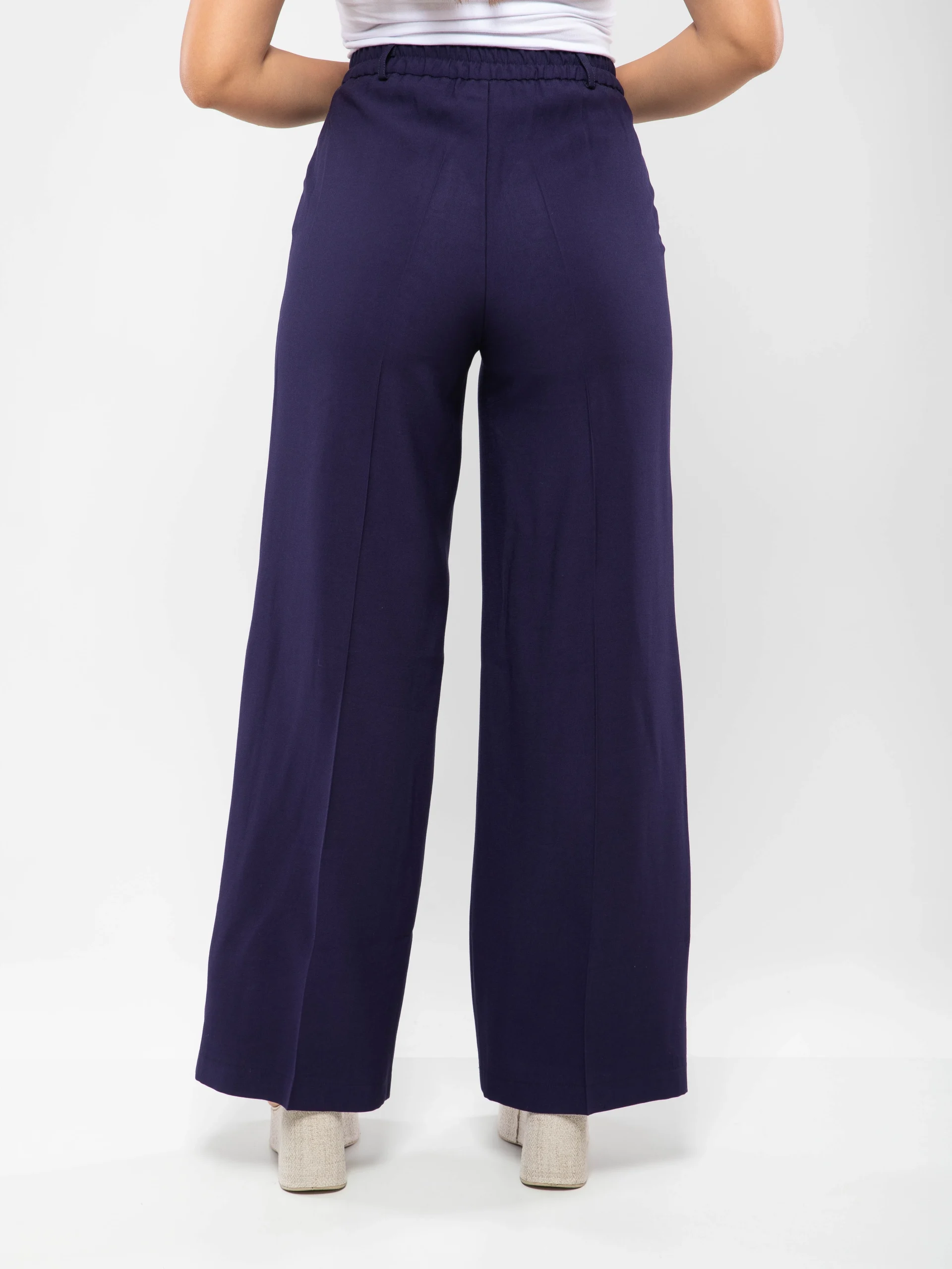 PANTALON LARGE FLUIDE À TAILLE HAUTE