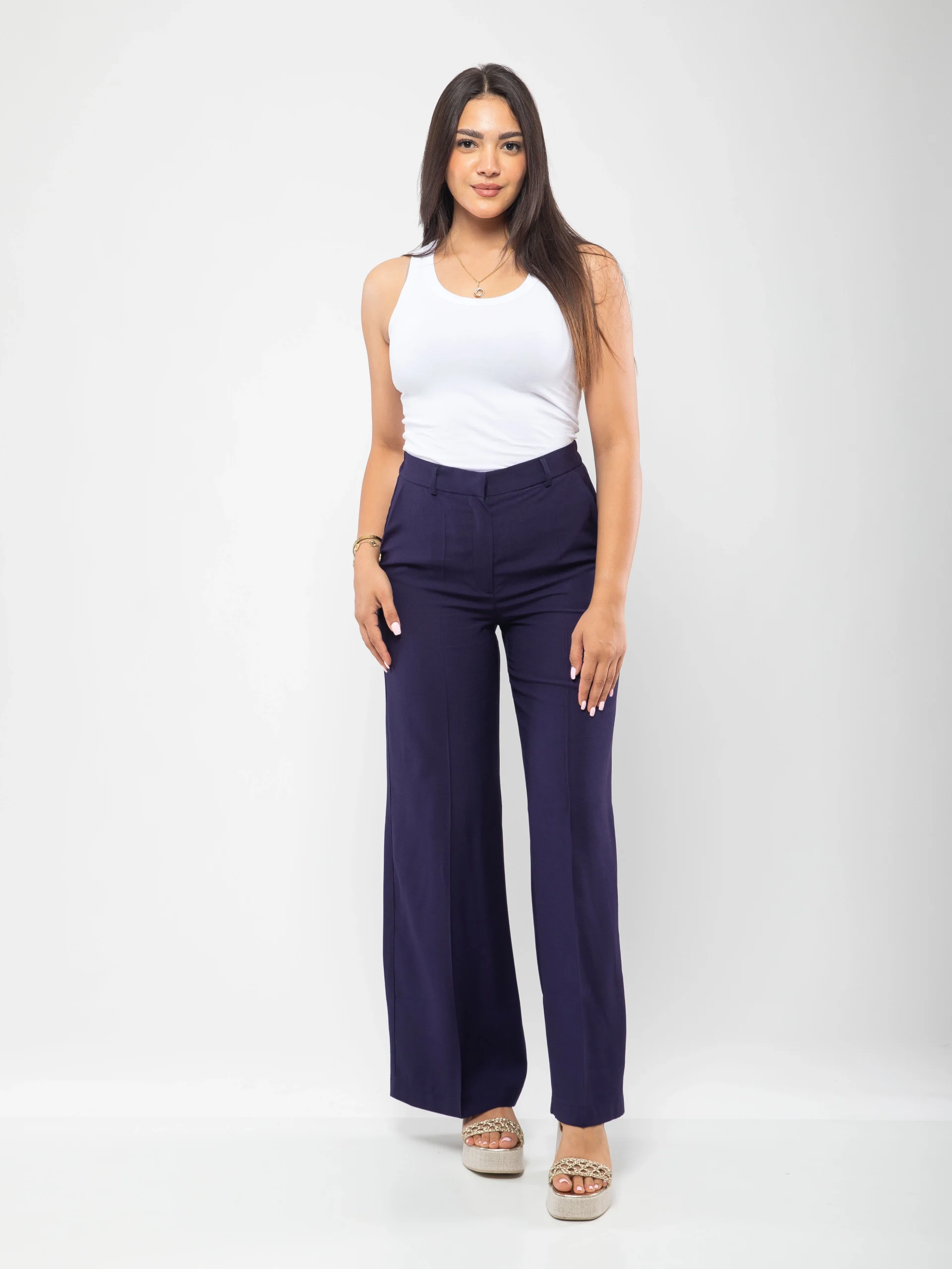 PANTALON LARGE FLUIDE À TAILLE HAUTE