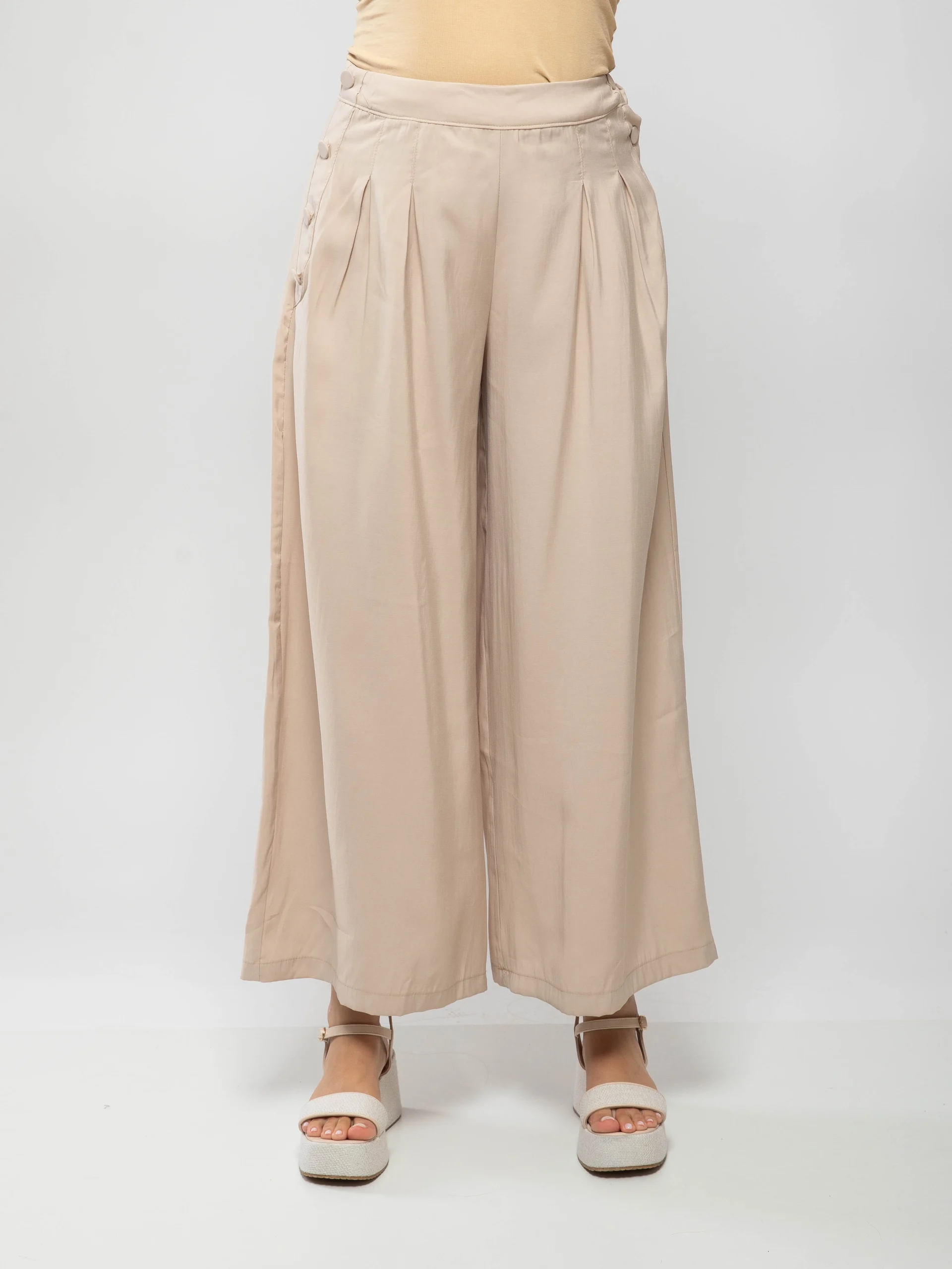 PANTALON LARGE À TAILLE HAUTE