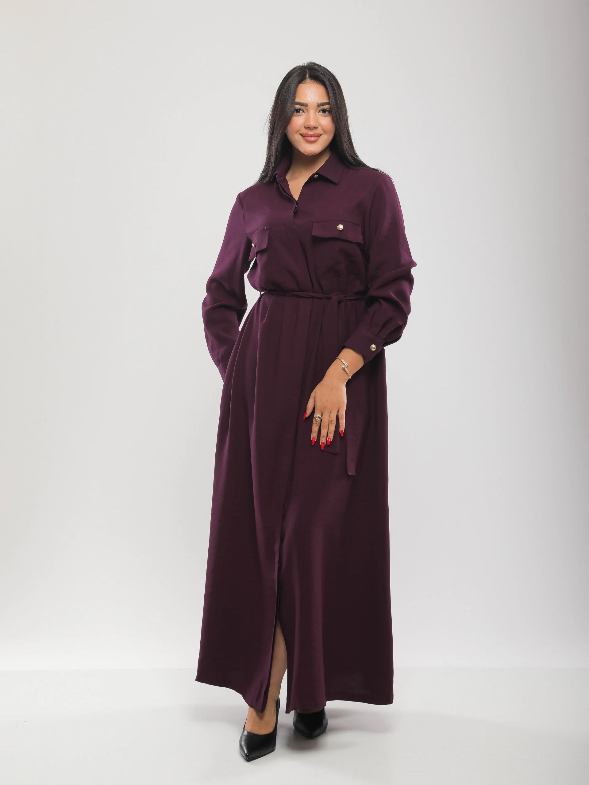 ROBE CHEMISE LONGUE CEINTURÉE