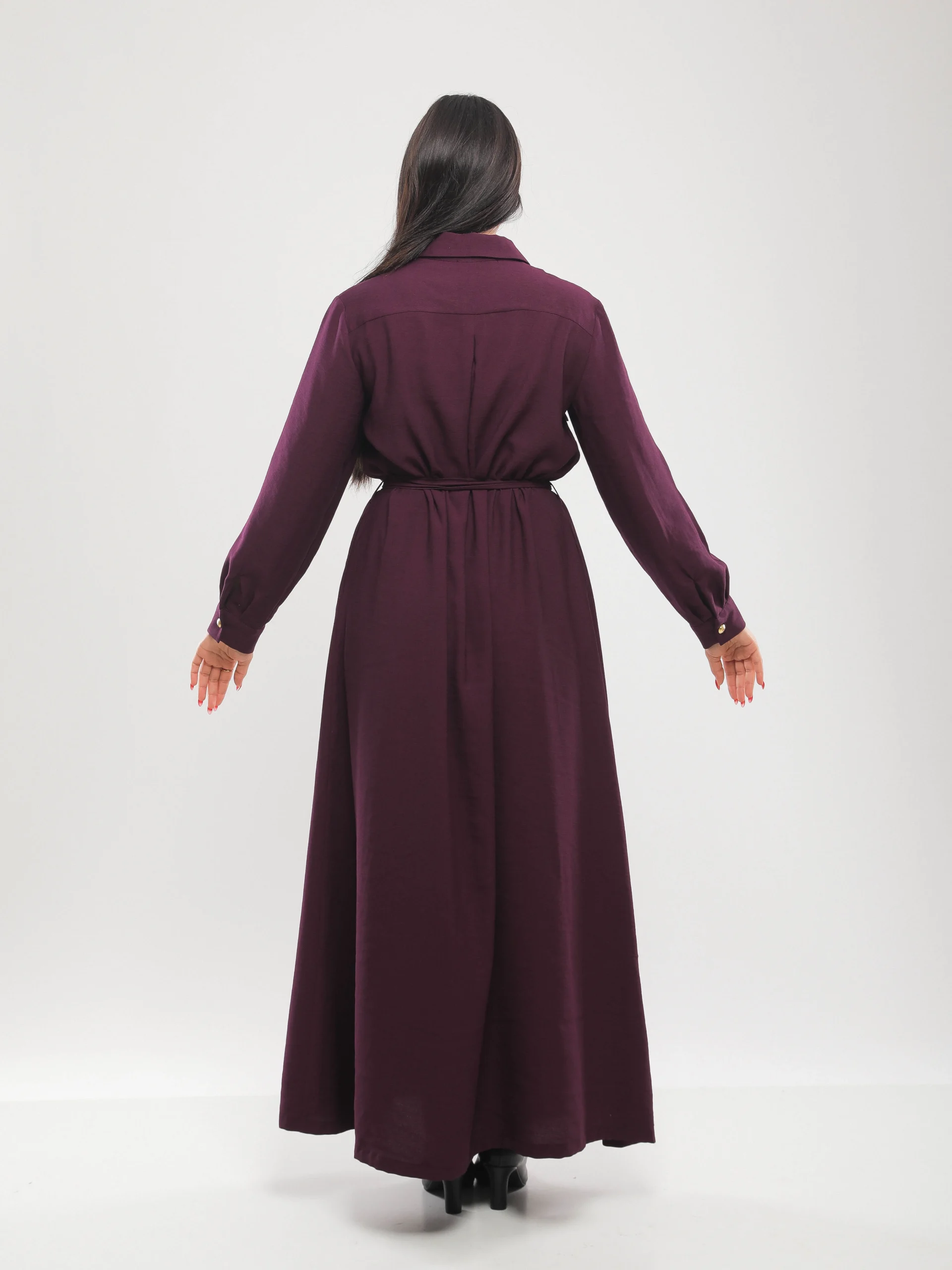 ROBE CHEMISE LONGUE CEINTURÉE