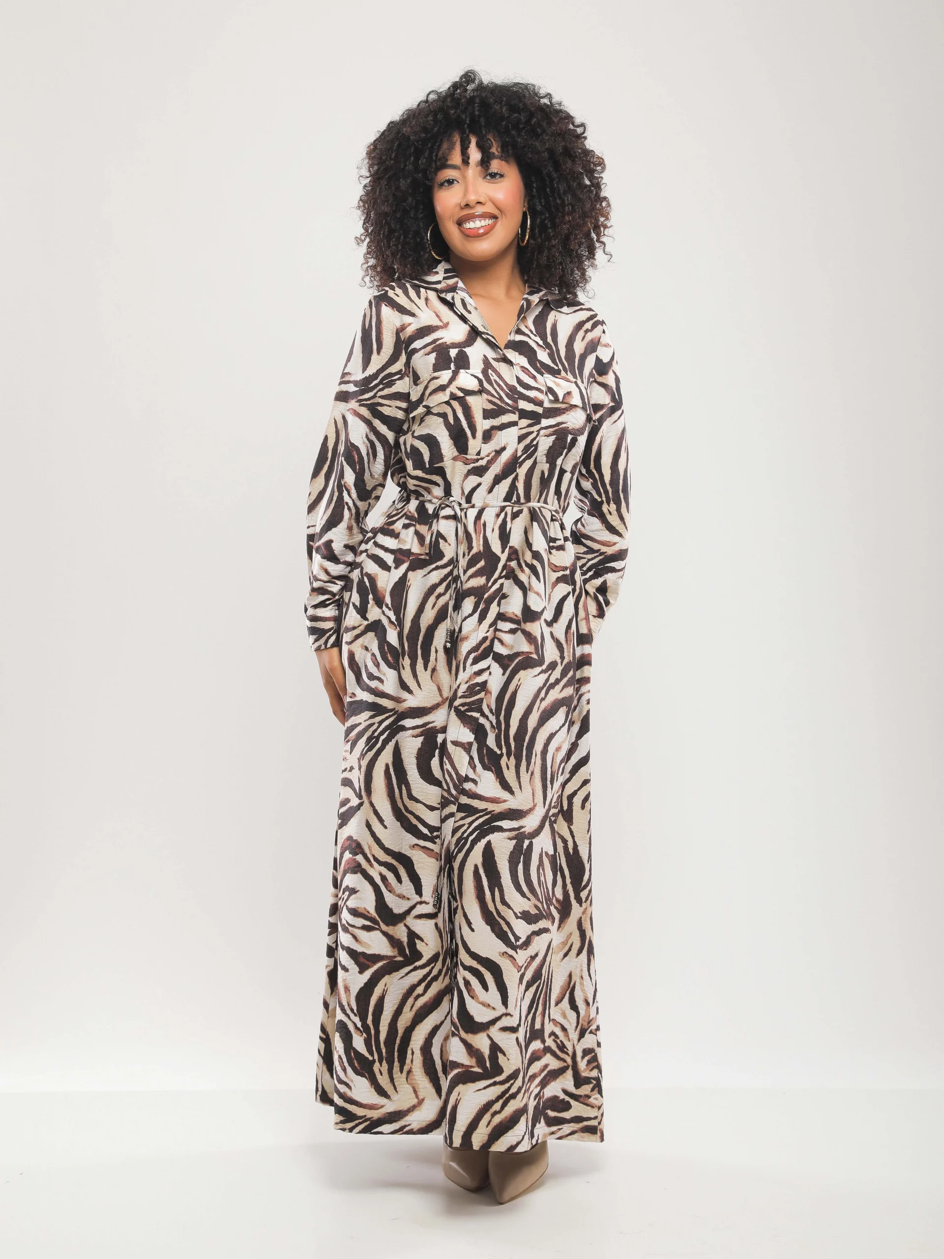 ROBE CHEMISE LONGUE CEINTURÉE