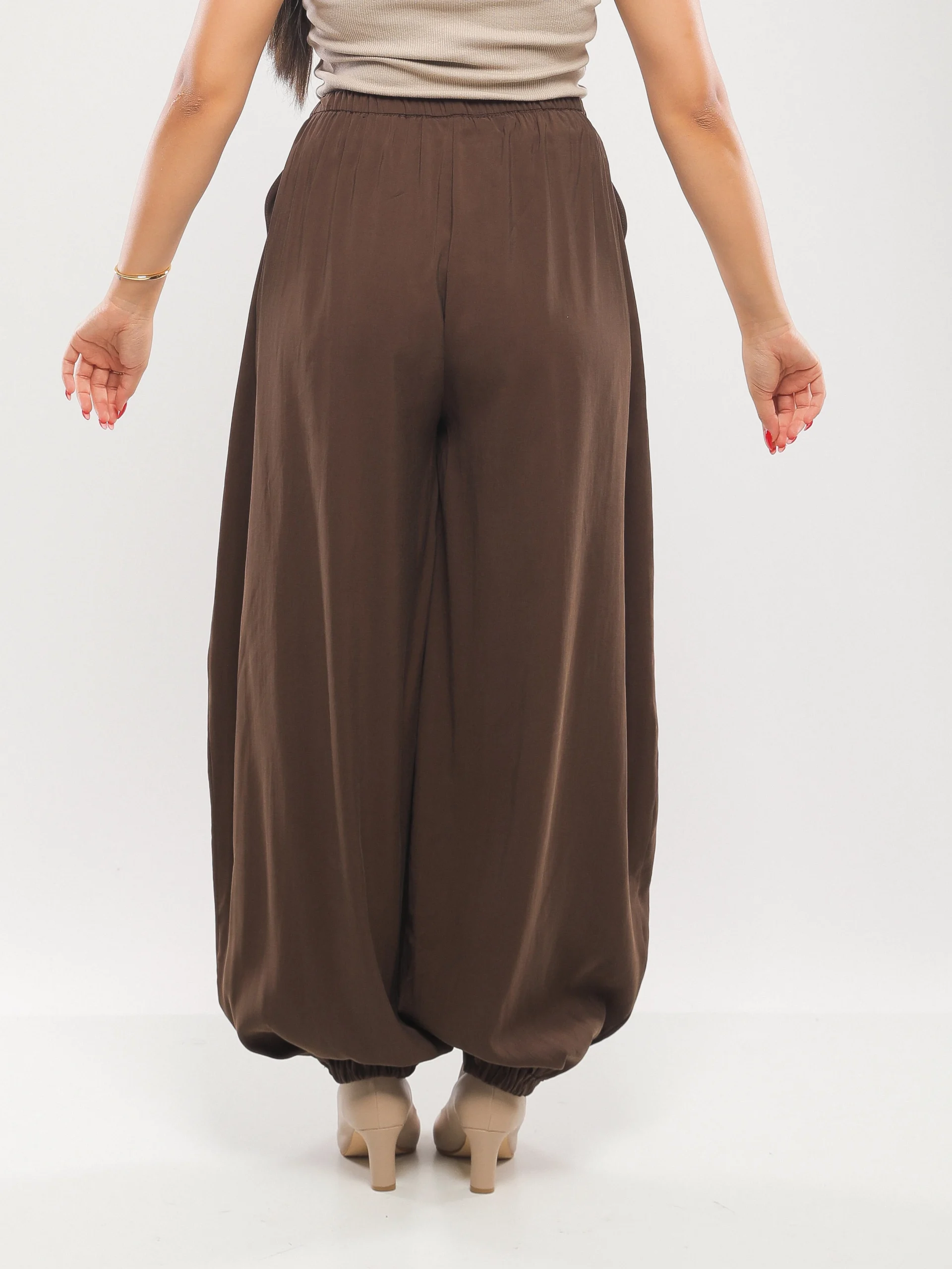 PANTALON FLUIDE À JAMBES BOUFFANTES