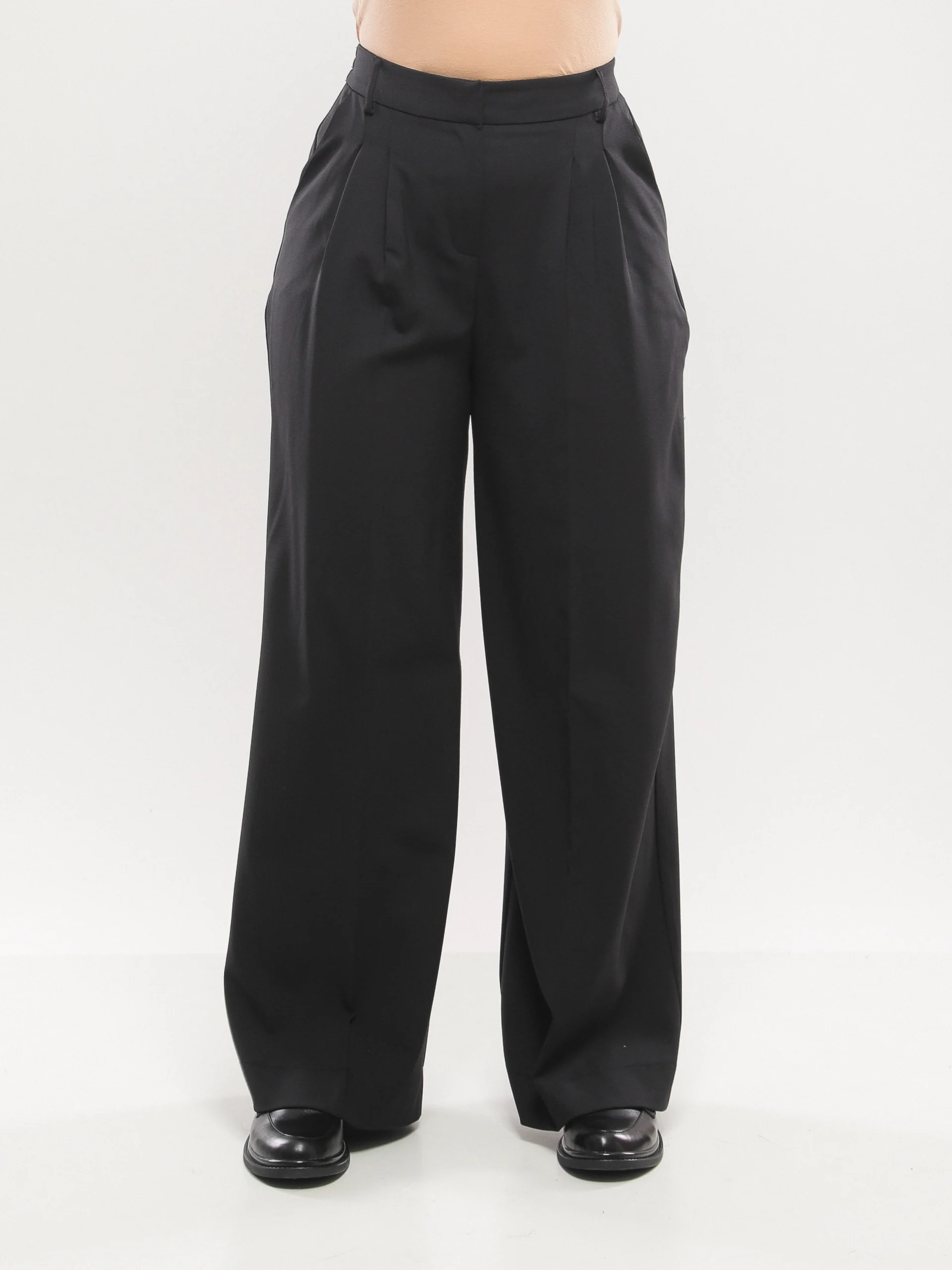 PANTALON LARGE À TAILLE HAUTE AVEC PINCES