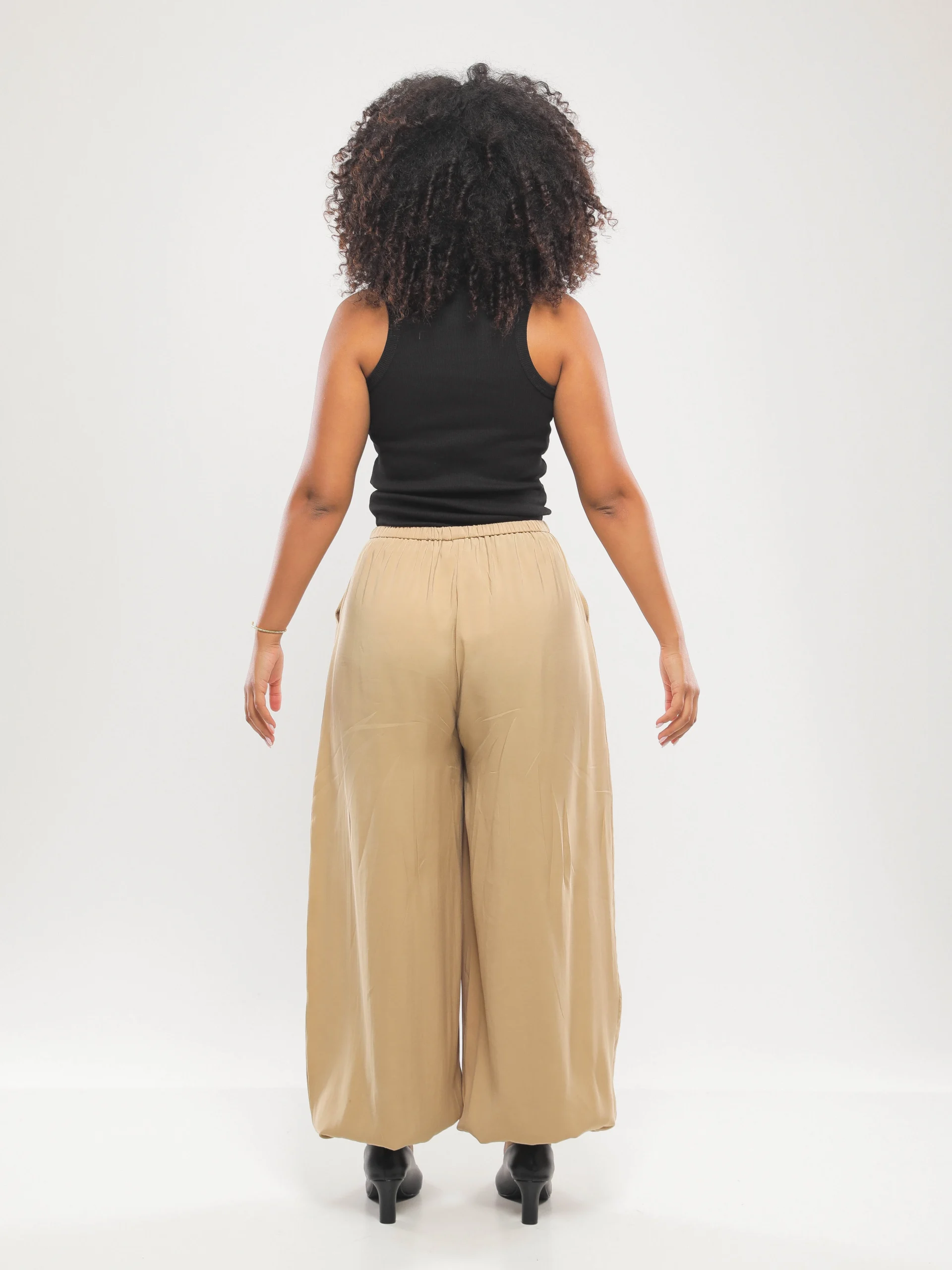 PANTALON FLUIDE À JAMBES BOUFFANTES