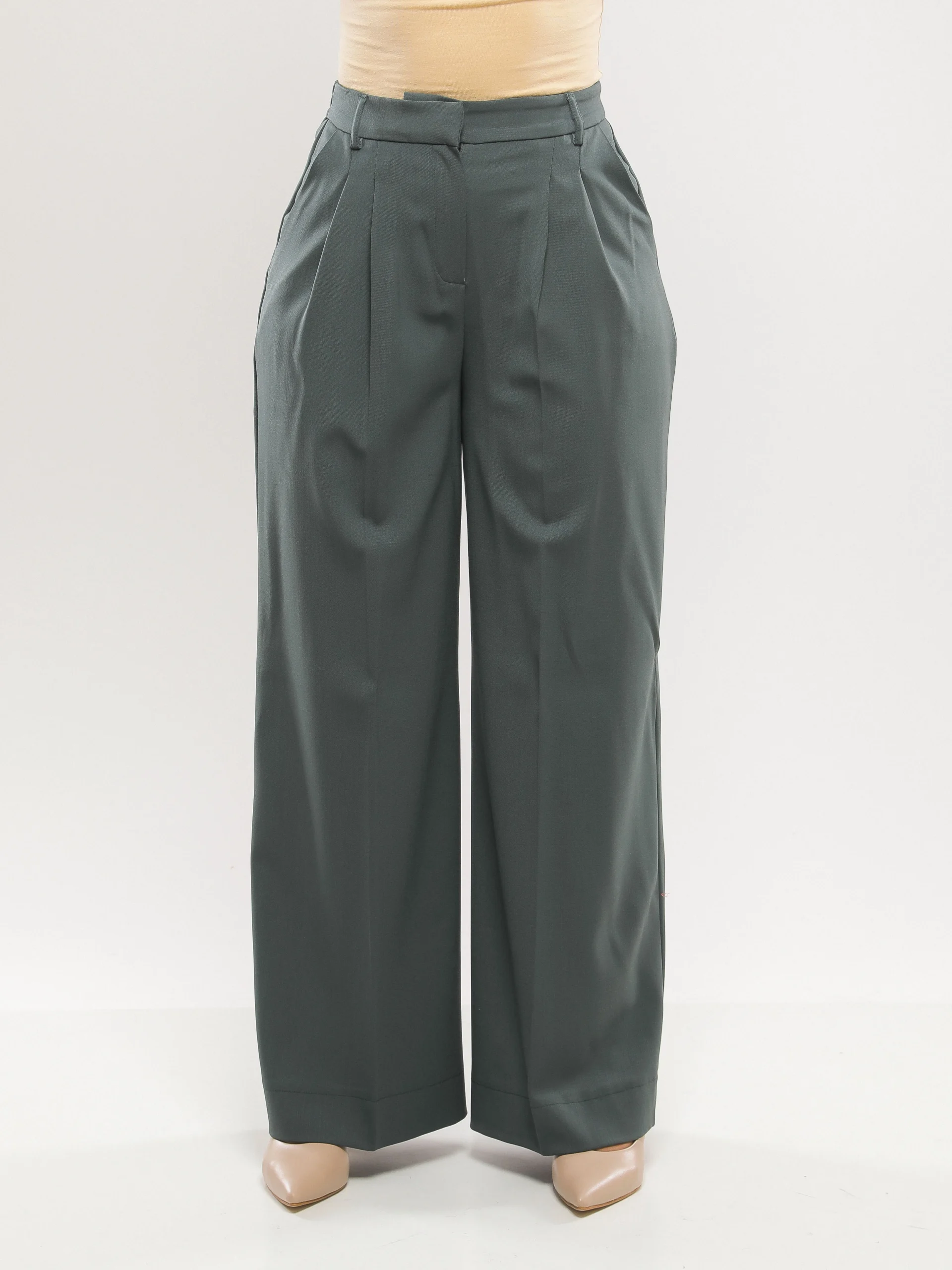 PANTALON LARGE À TAILLE HAUTE AVEC PINCES