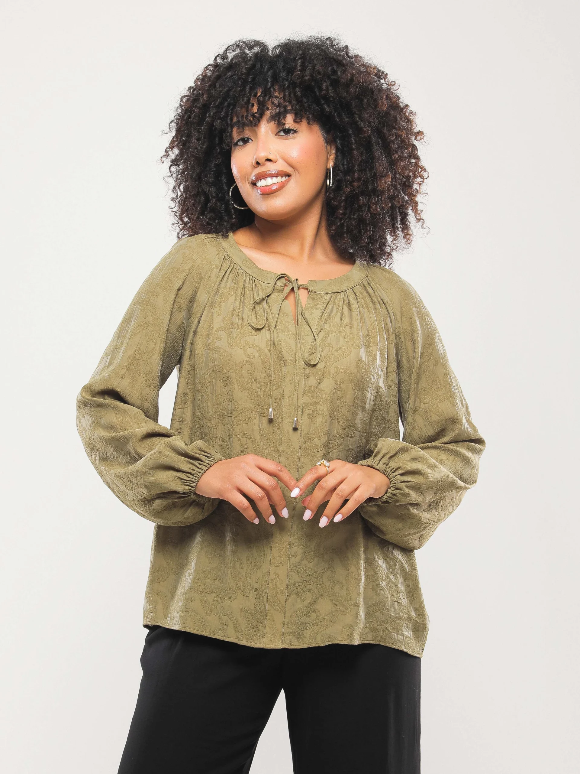 BLOUSE FLUIDE À MANCHES LONGUES