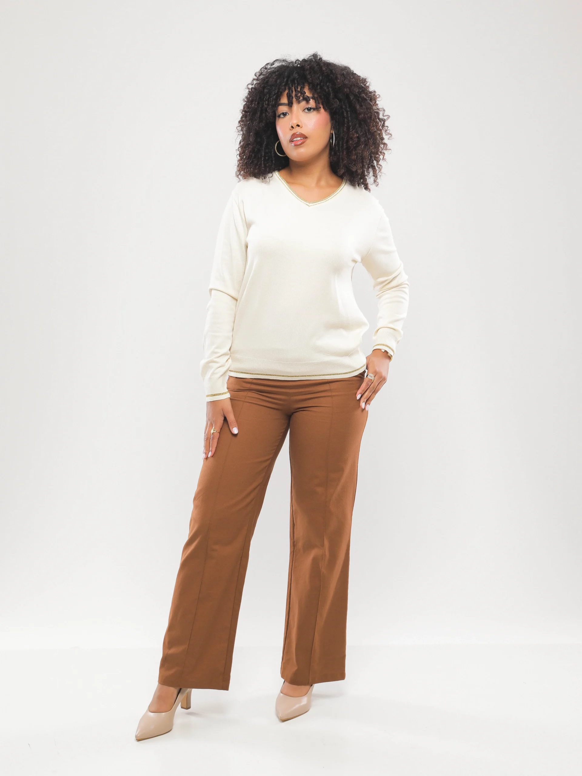 PANTALON LARGE À COUTURES APPARENTES