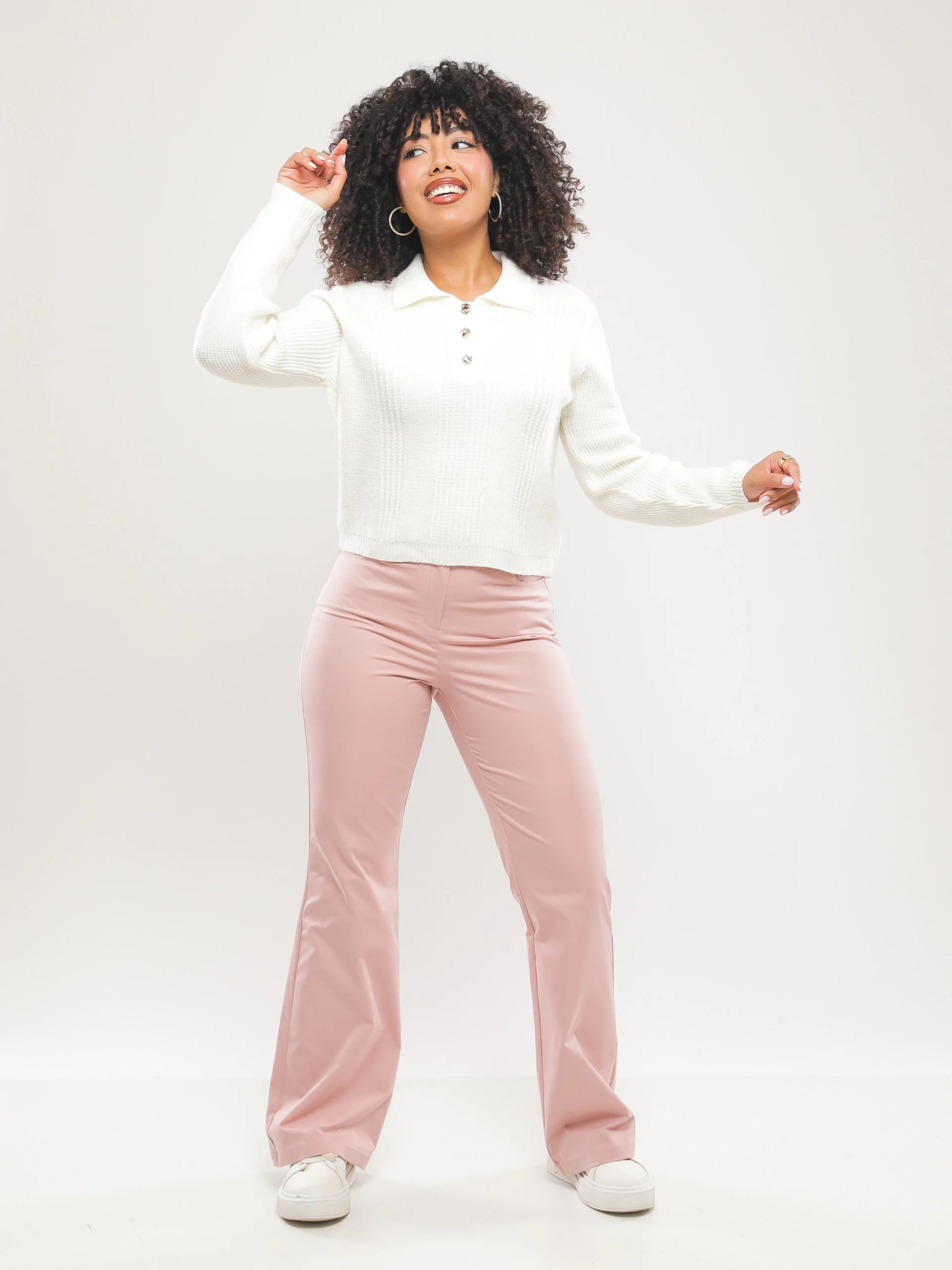 PANTALON PATTE D'ÉLÉPHANT À TAILLE HAUTE