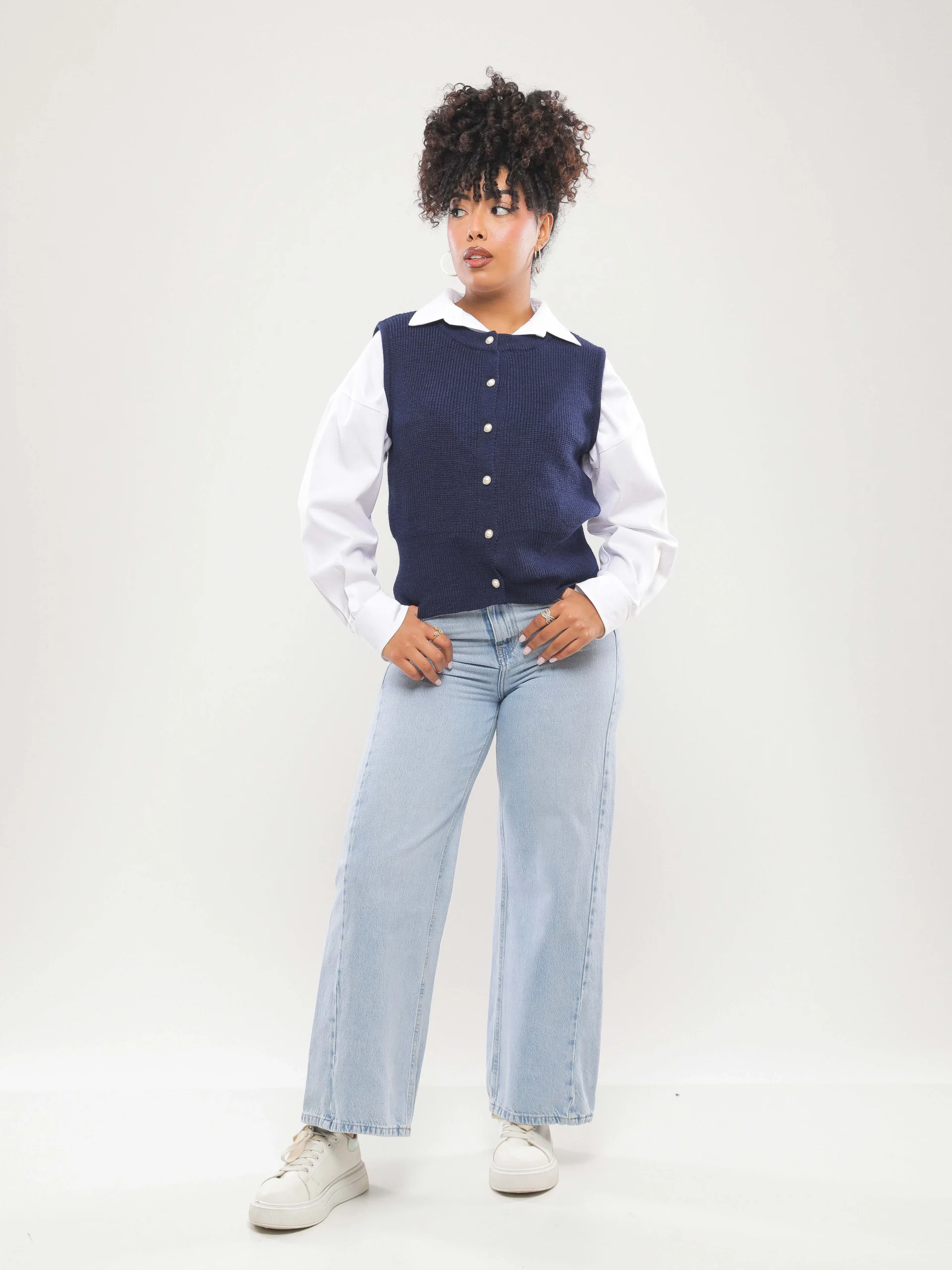 PANTALON JEAN STRAIGHT À TAILLE HAUTE