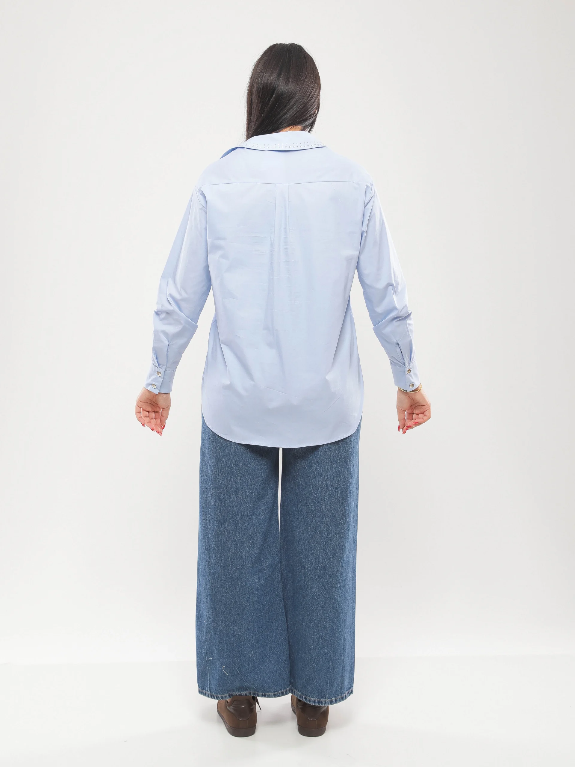 CHEMISE EN POPELINE À DÉTAILS CRISTAUX