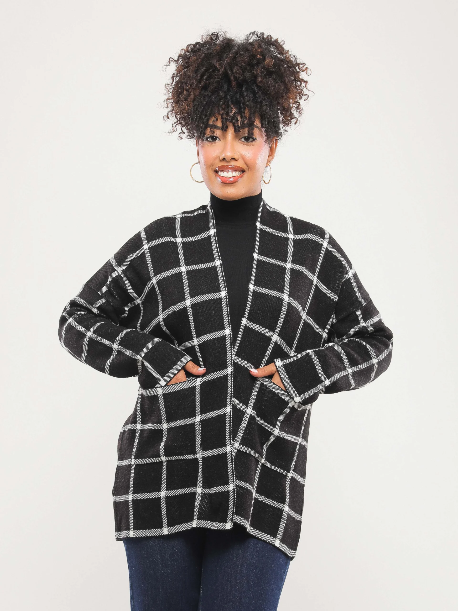 GILET LONG À COL V – COUPE AMPLE