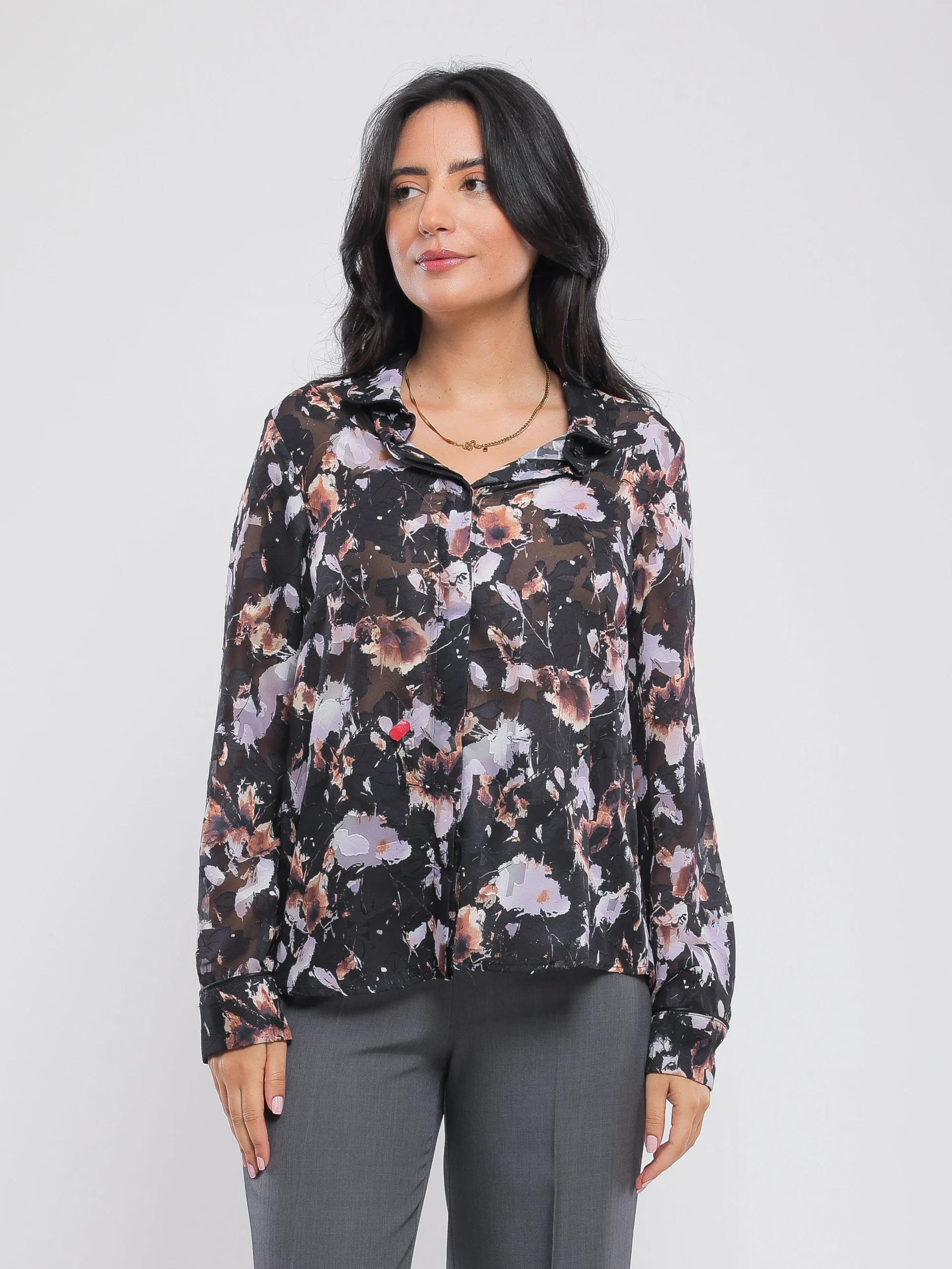 CHEMISE IMPRIMÉE FLORALE À MANCHES LONGUES