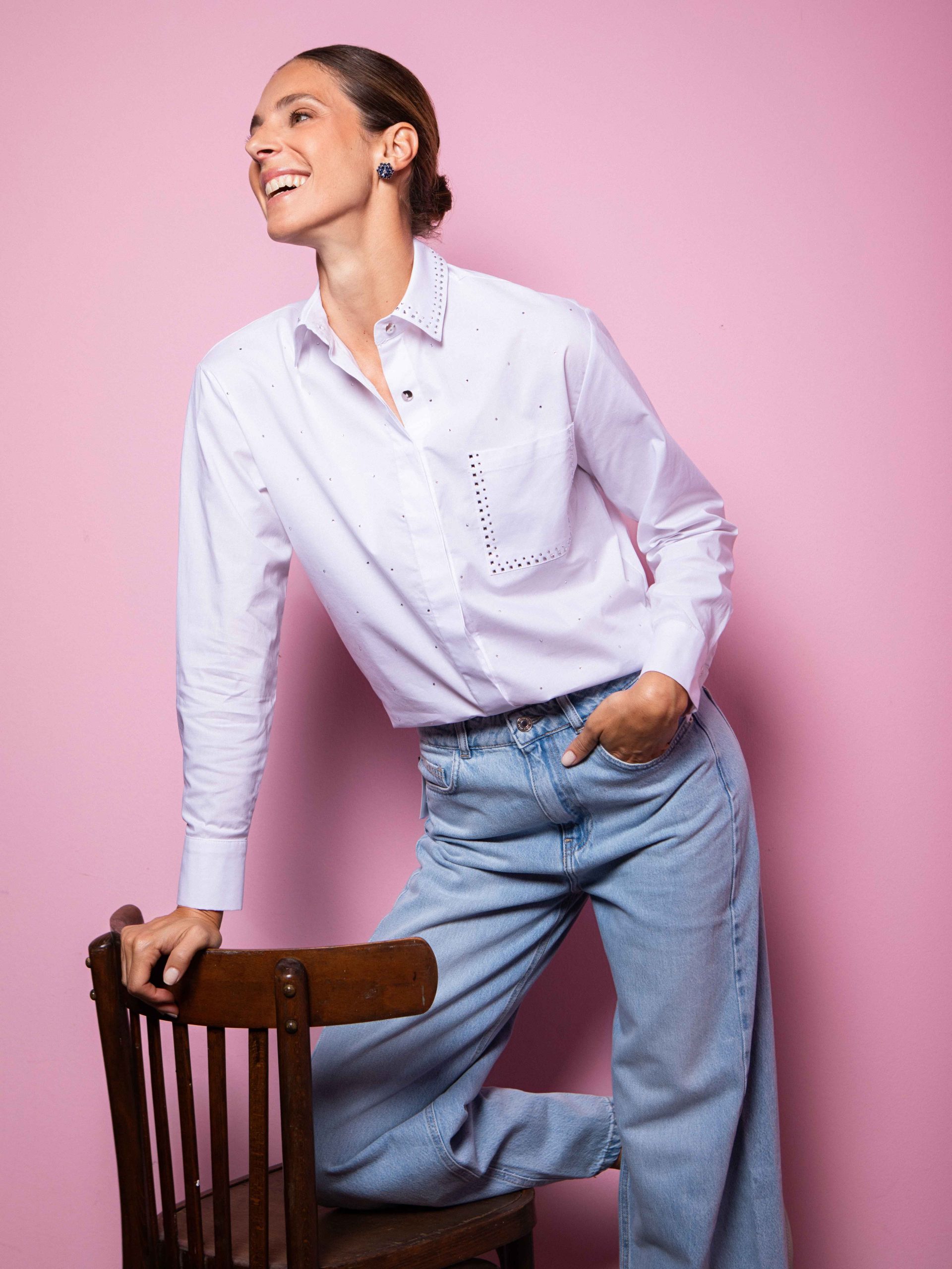 CHEMISE EN POPELINE À DÉTAILS CRISTAUX